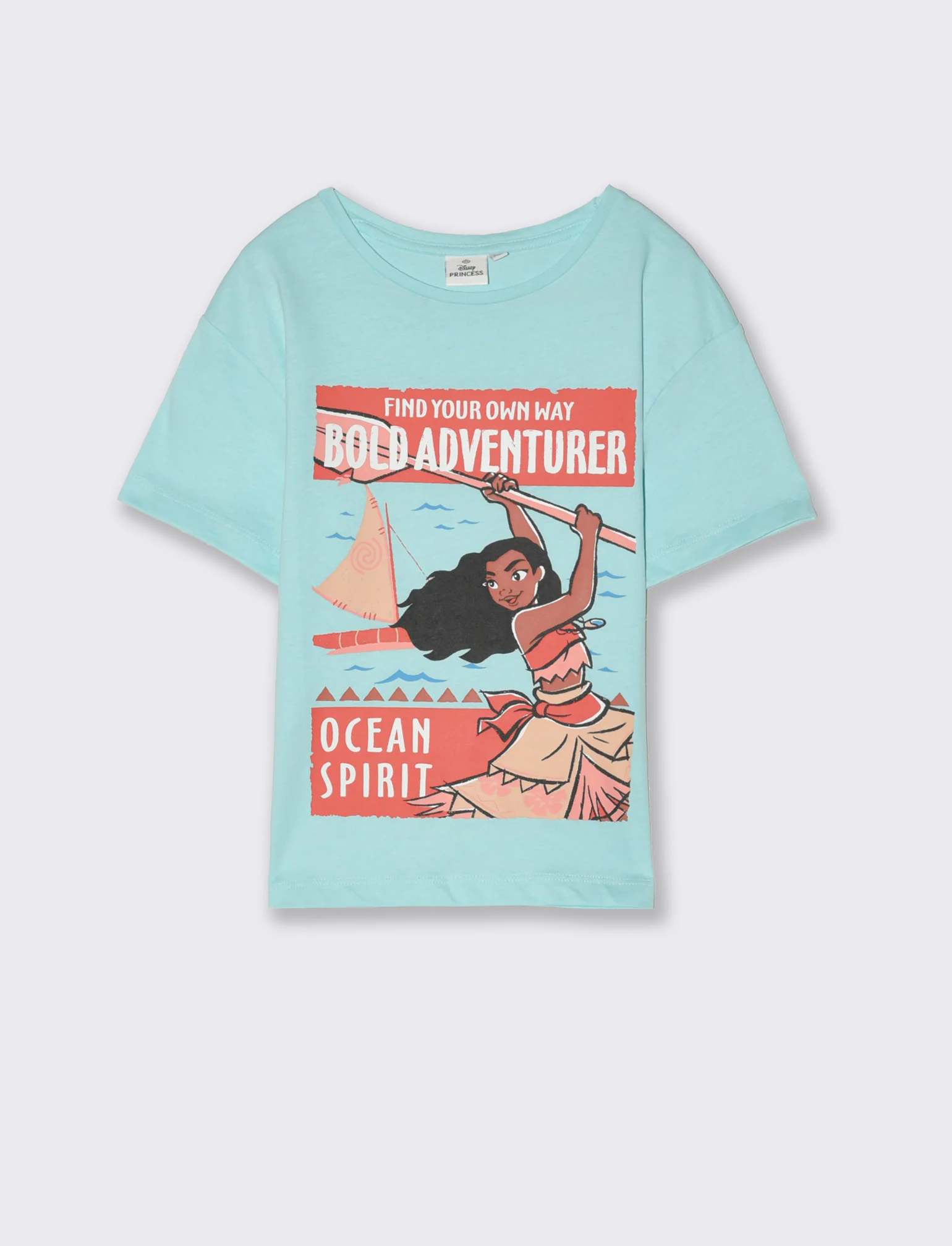 T-shirt colorata con stampa Oceania da bambina - Verde acqua