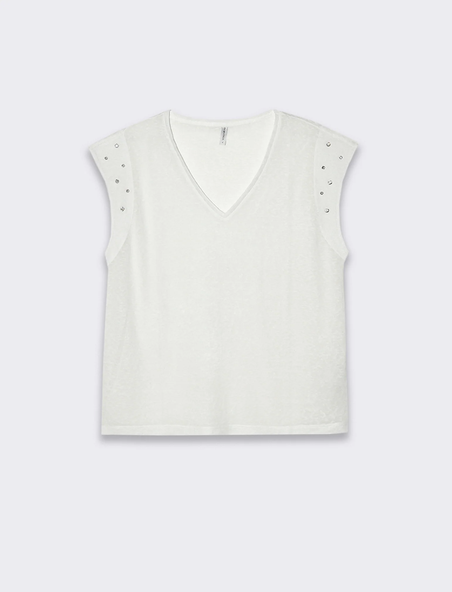 T-shirt con applicazioni da donna - Bianco - Image 4