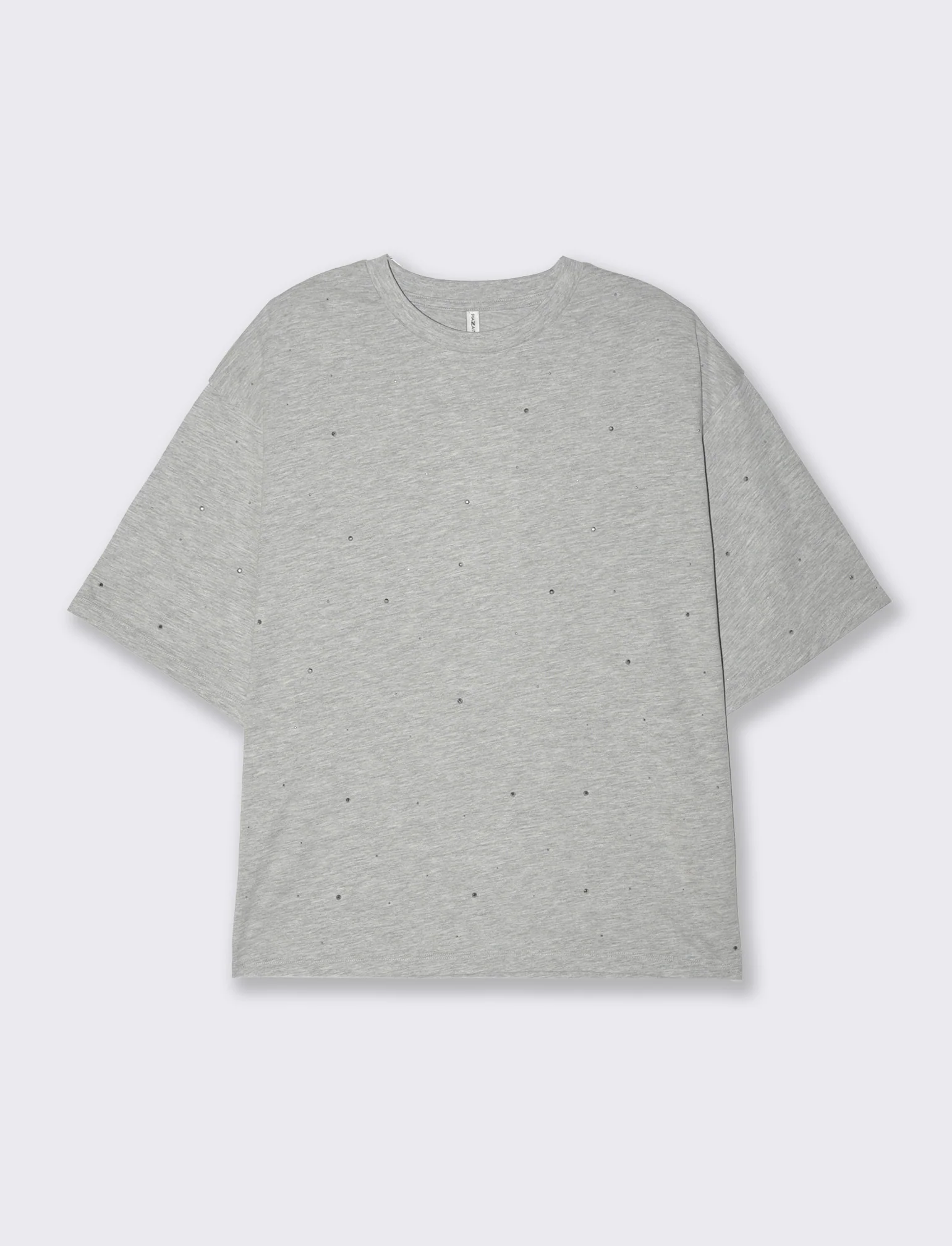 T-shirt con applicazioni da donna - Grigio chiaro - Image 3