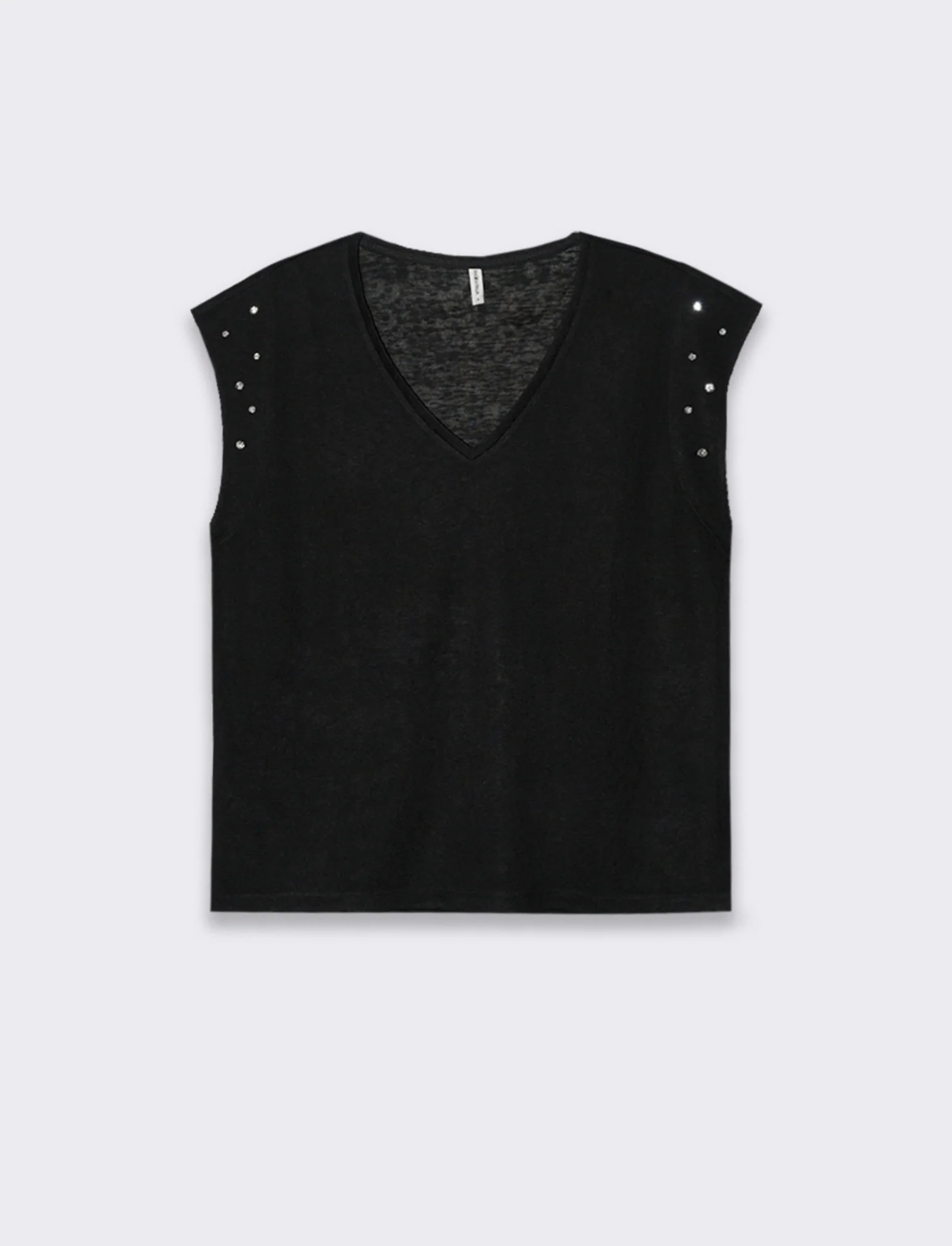 T-shirt con applicazioni da donna - Nero - Image 4