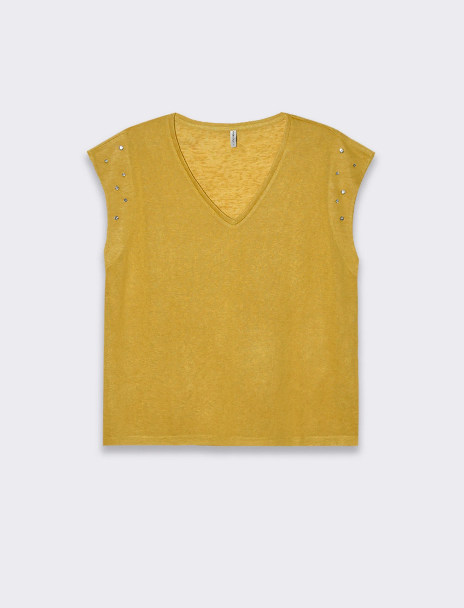 T-shirt con applicazioni da donna - Senape - Image 4