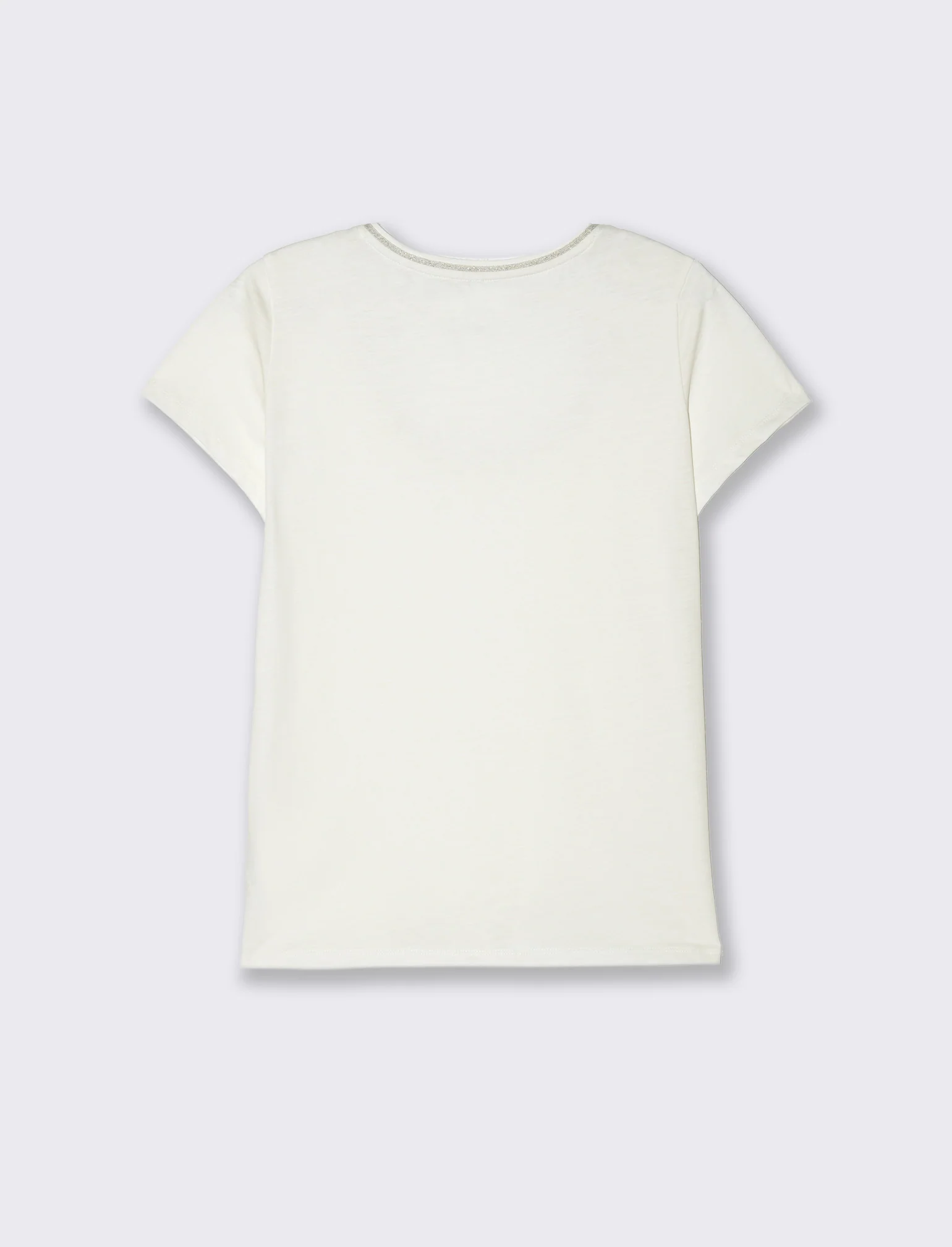 T-shirt con bordino in filo effetto metallico da donna - Bianco latte - Image 2