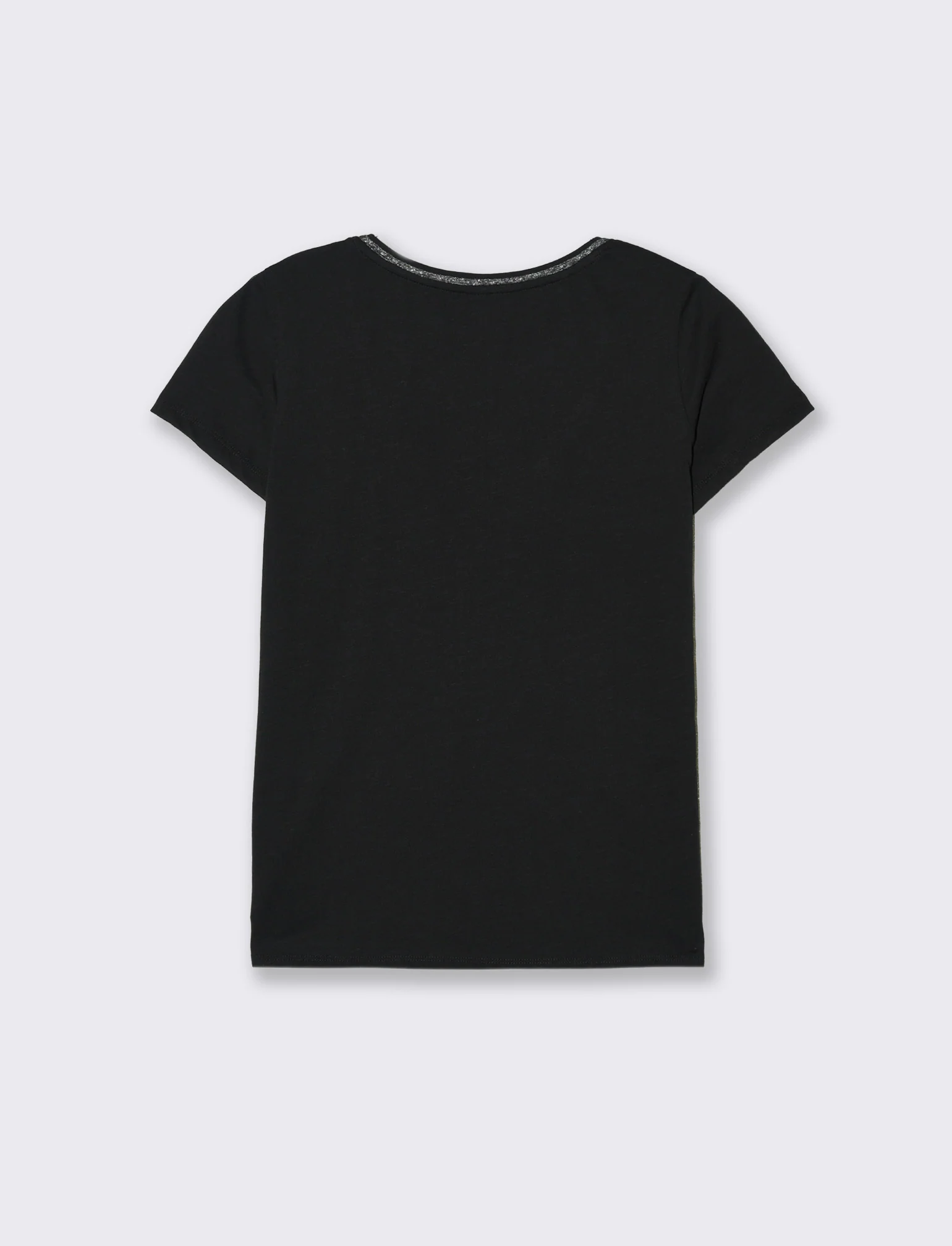 T-shirt con bordino in filo effetto metallico da donna - Nero - Image 2