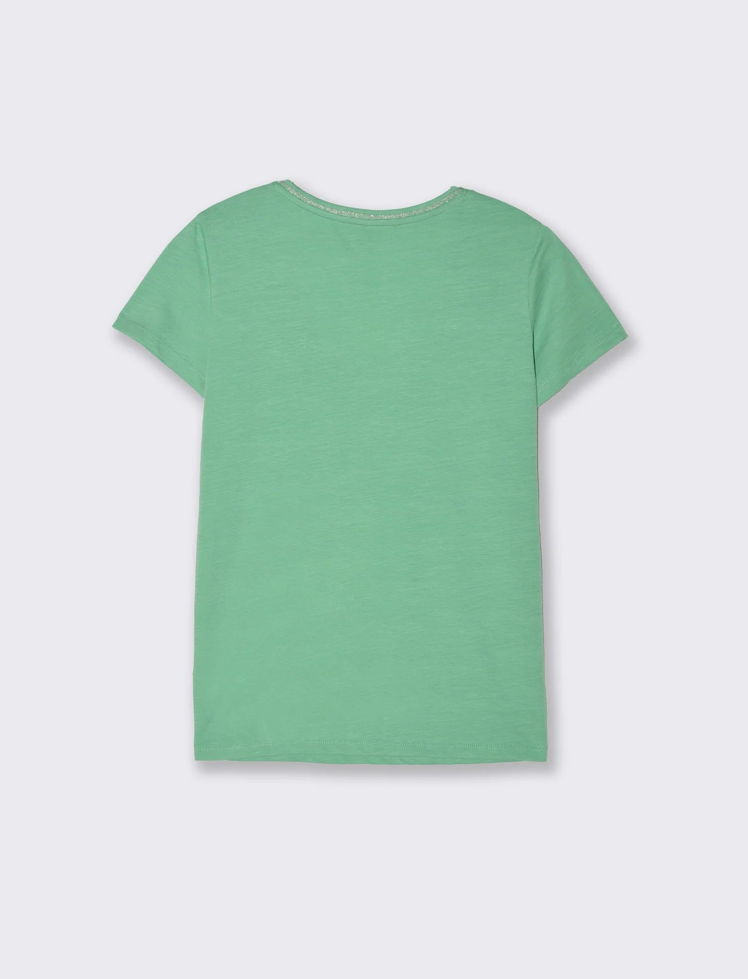 T-shirt con bordino in filo effetto metallico da donna - Verde menta - Image 2