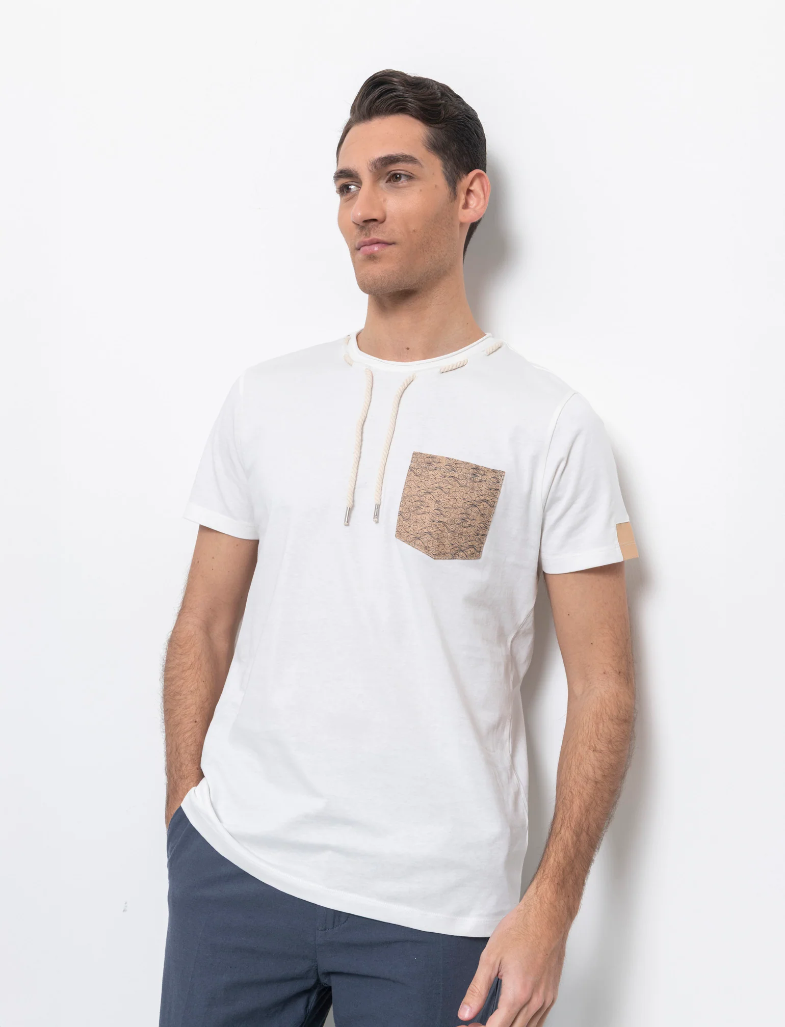 T-shirt con coulisse da uomo - Bianco - Image 3