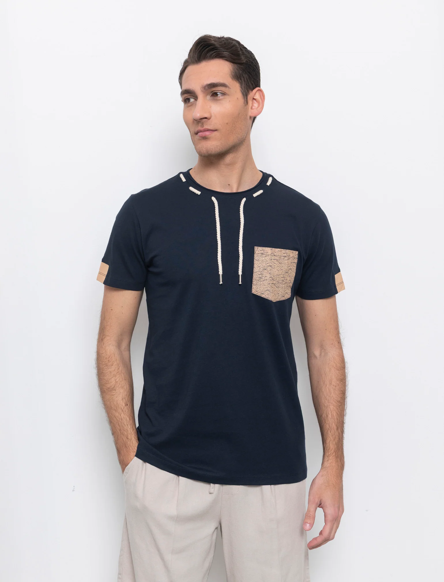 T-shirt con coulisse da uomo - Blu - Image 3
