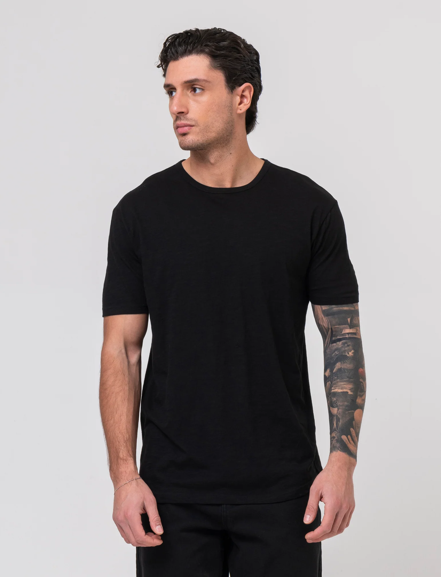 T-shirt con coulisse da uomo - Nero