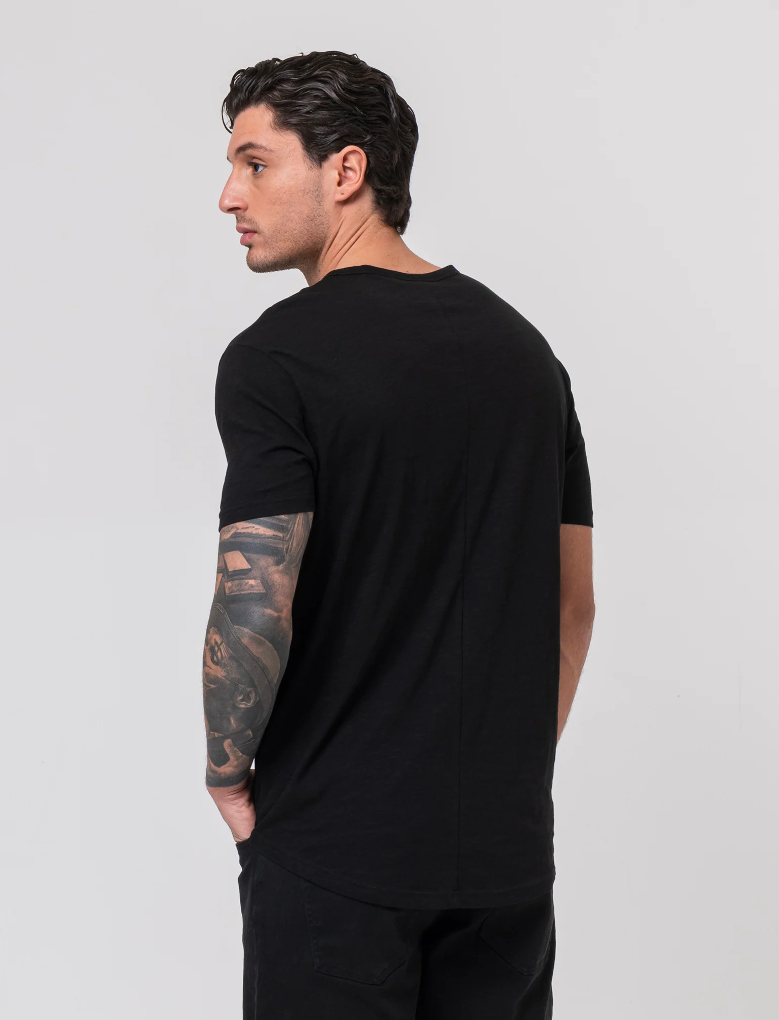 T-shirt con coulisse da uomo - Nero - Image 2