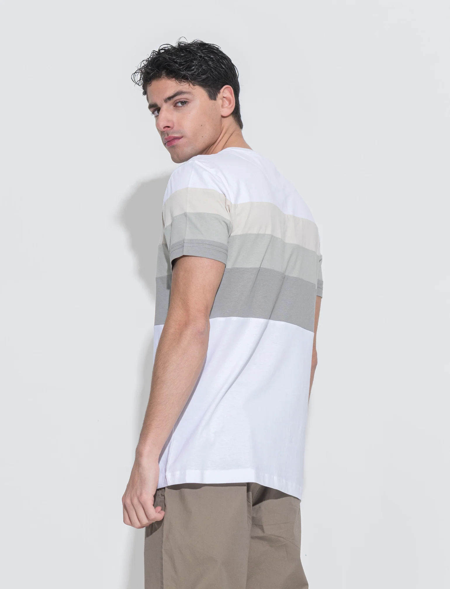 T-shirt con fascia multipla da uomo - Bianco