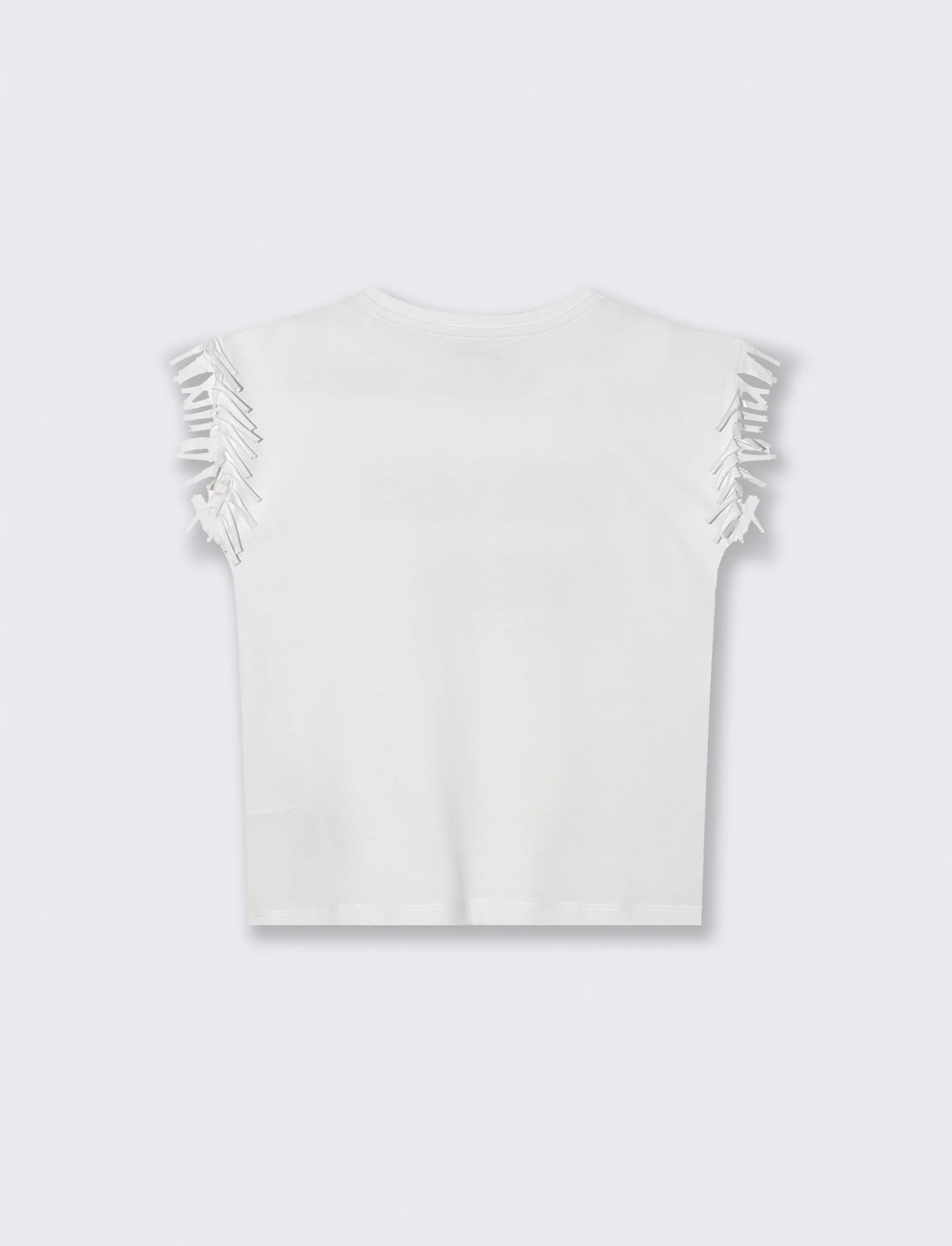 T-shirt con frange e paillettes da bambina - Bianco - Image 2