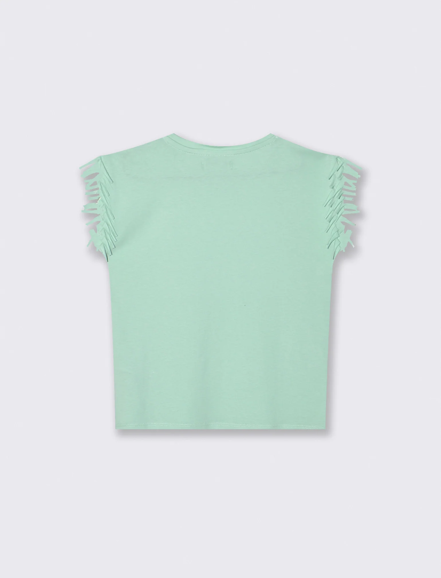 T-shirt con frange e paillettes da bambina - Verde acqua - Image 2