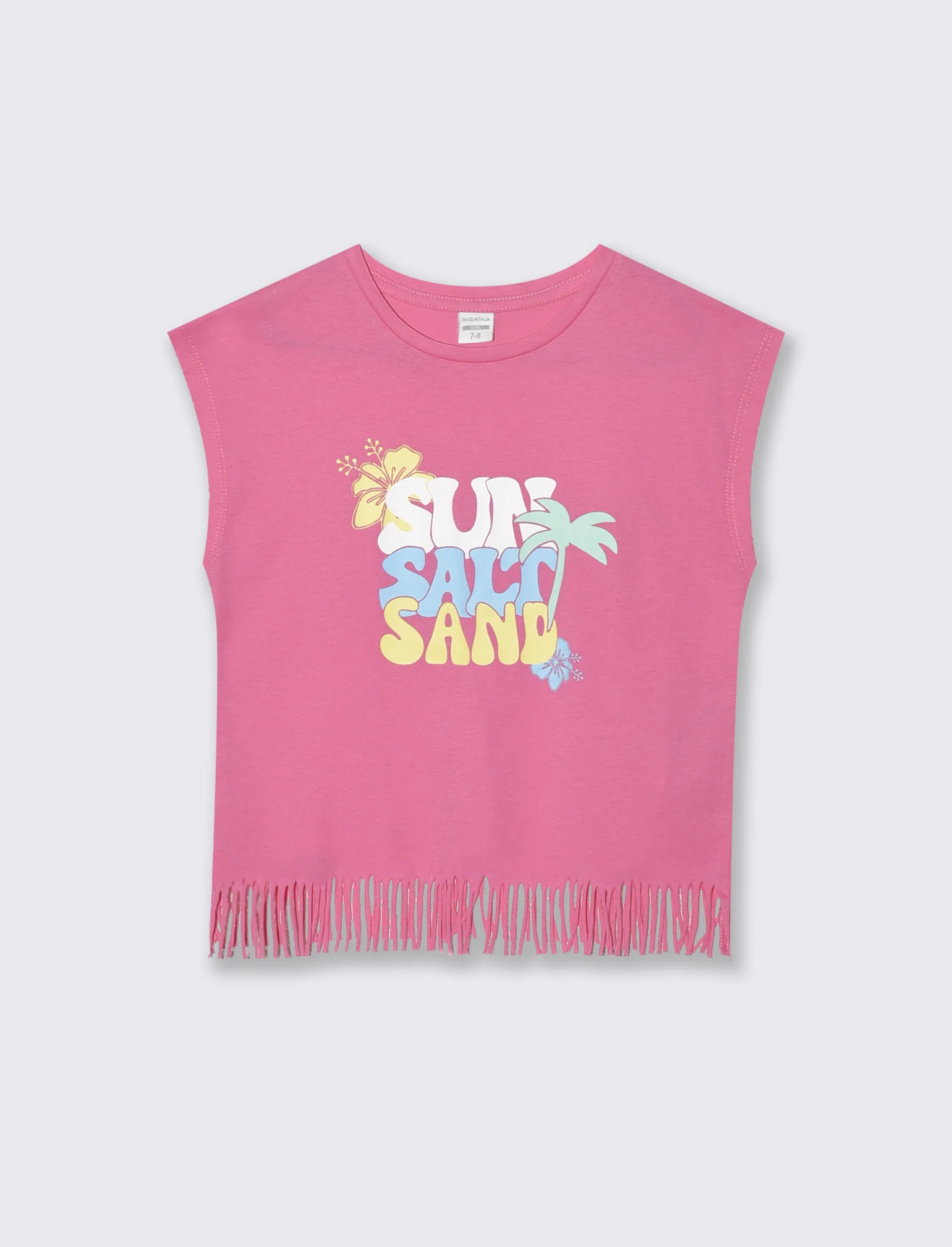T-shirt con frange e stampe colorate - Rosa big bubble