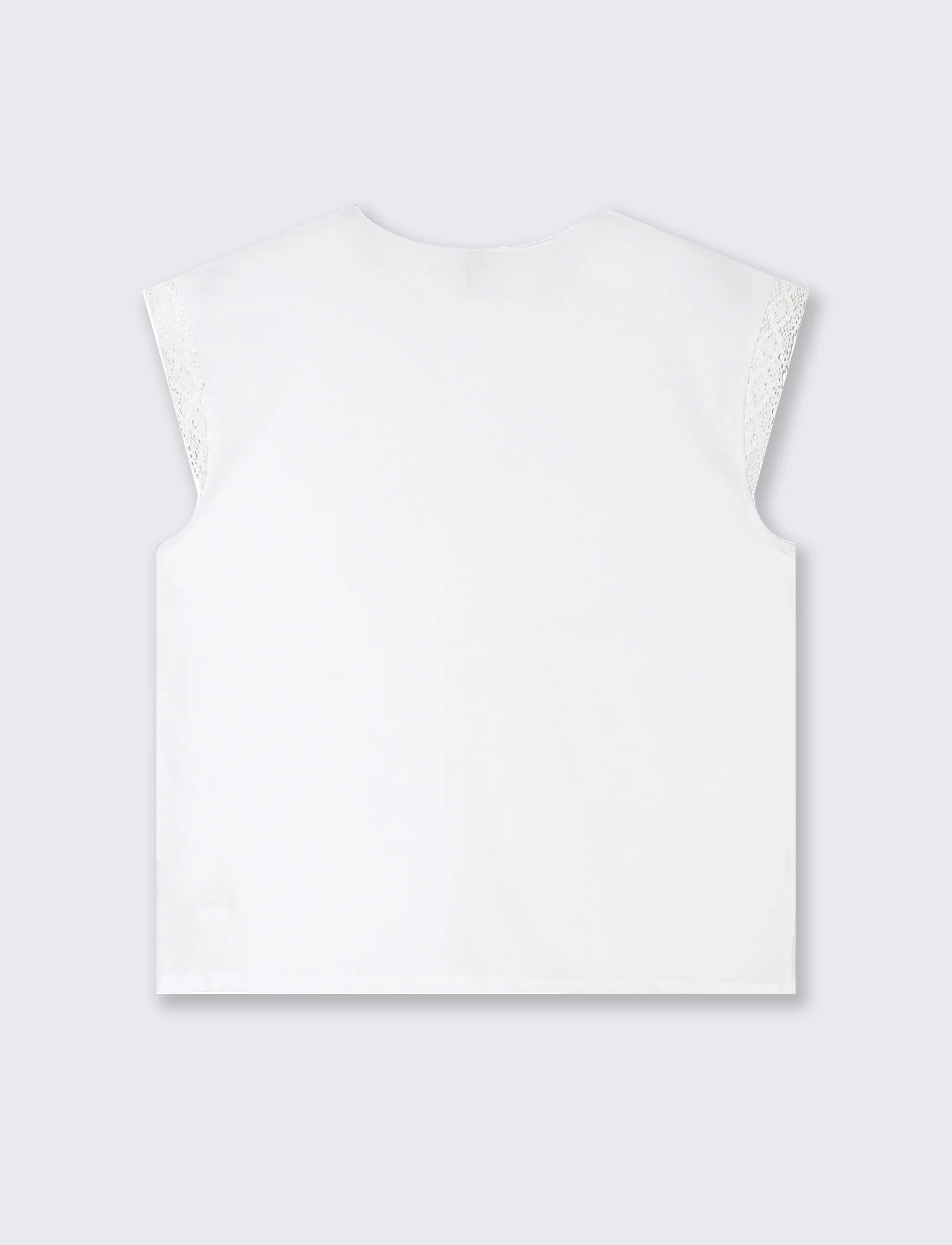 T-shirt con inserto in pizzo da donna - Bianco - Image 2