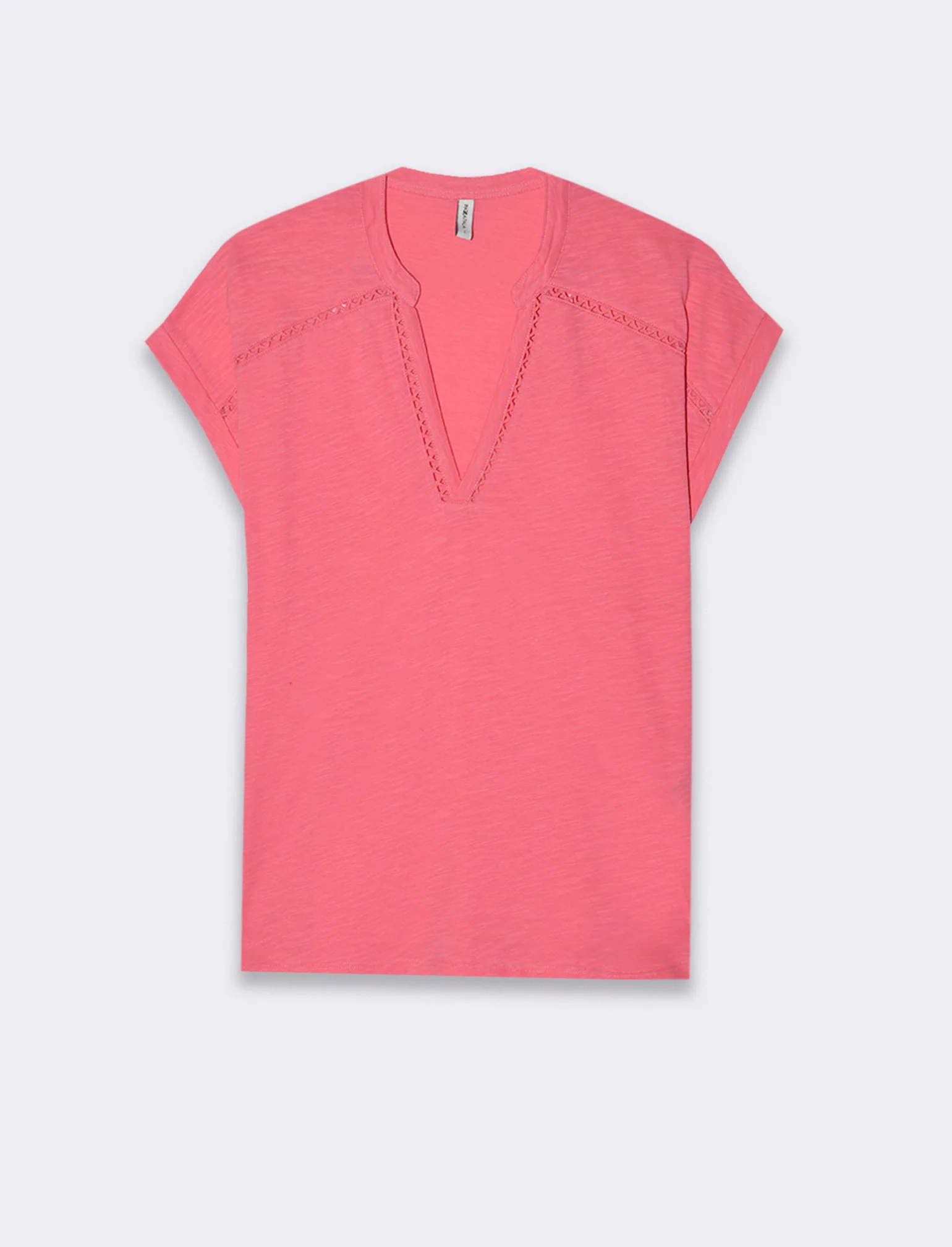 T-shirt con inserto in pizzo da donna - Geranio