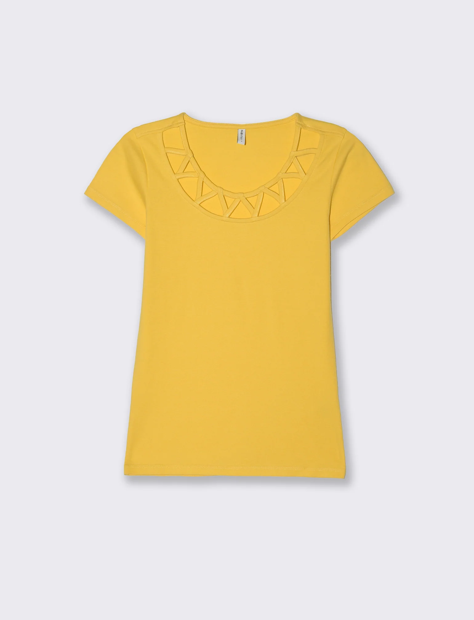 T-shirt con intreccio sul collo da donna - Giallo limone