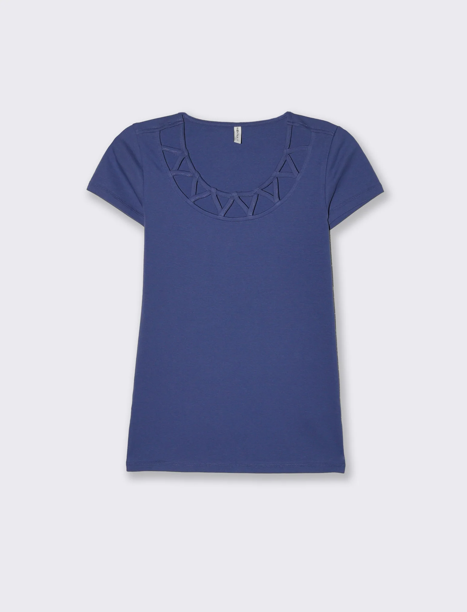 T-shirt con intreccio sul collo da donna - Mirtillo