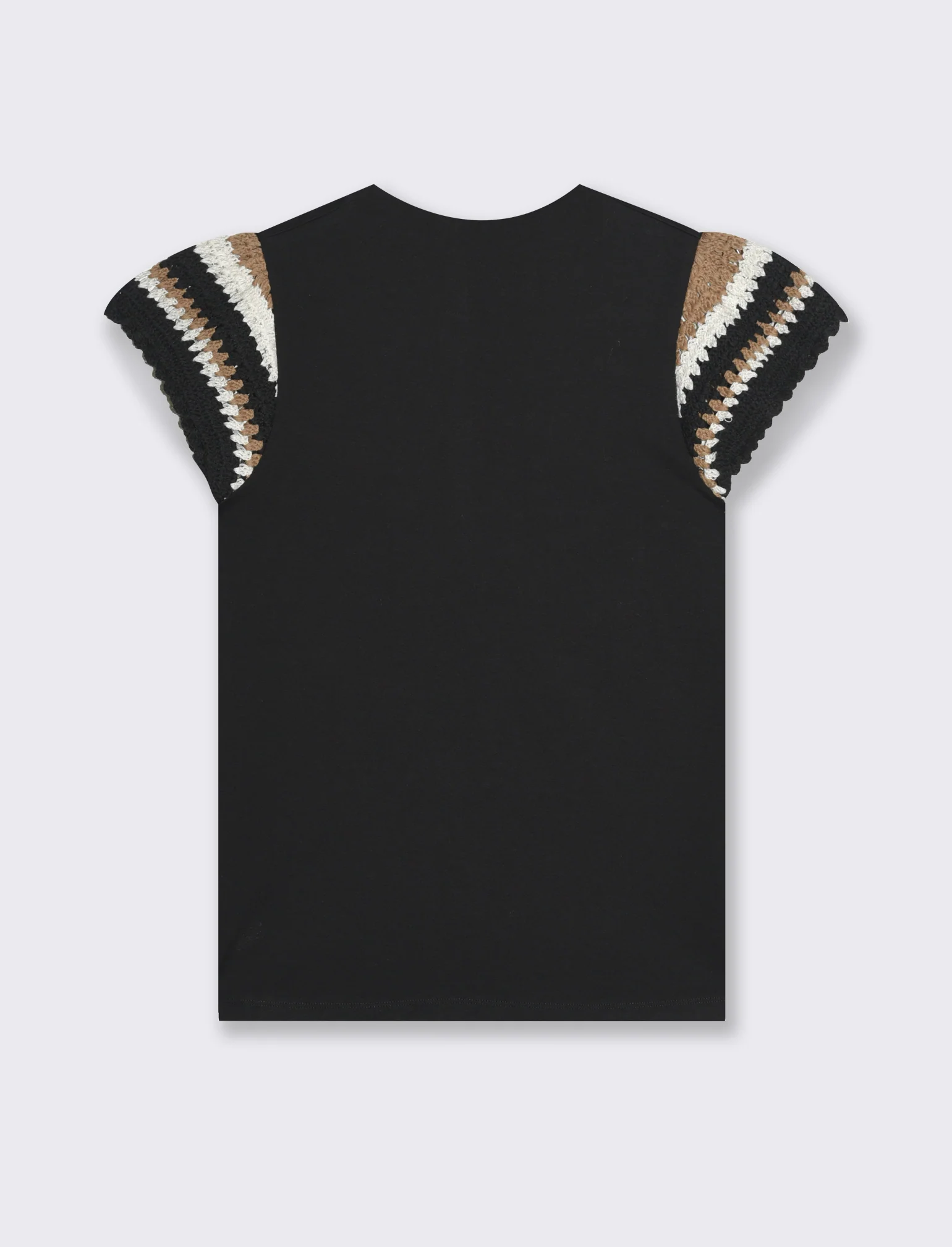 T-shirt con lavorazione crochet da donna - Nero - Image 3