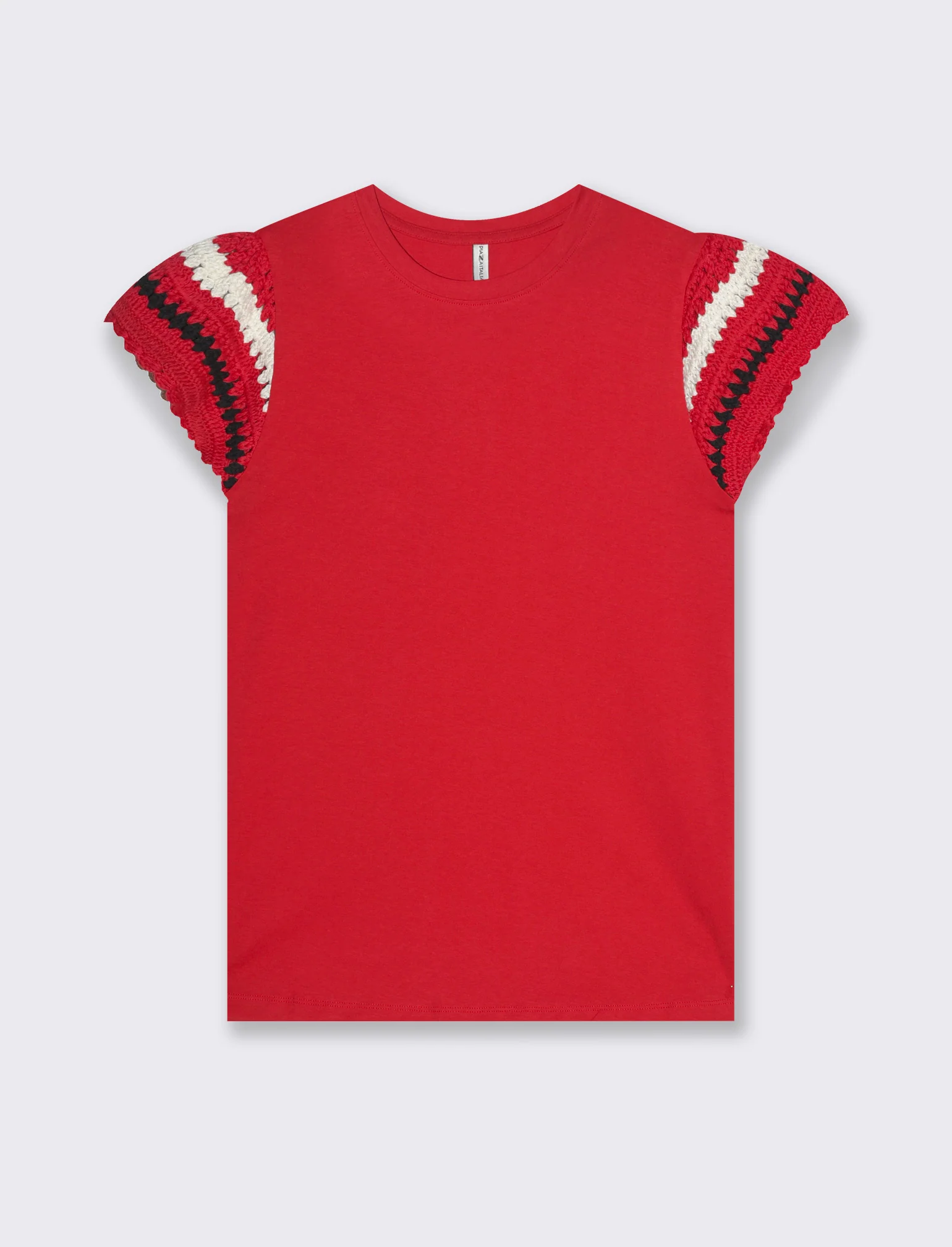 T-shirt con lavorazione crochet da donna - Rosso scarlatto