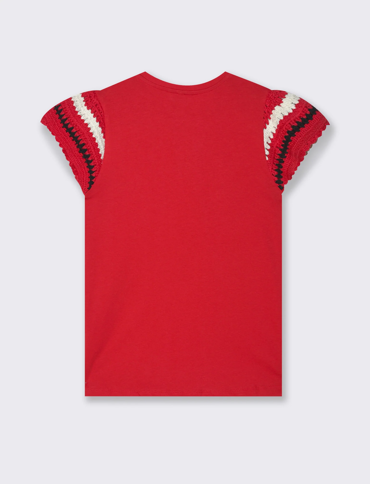 T-shirt con lavorazione crochet da donna - Rosso scarlatto - Image 2