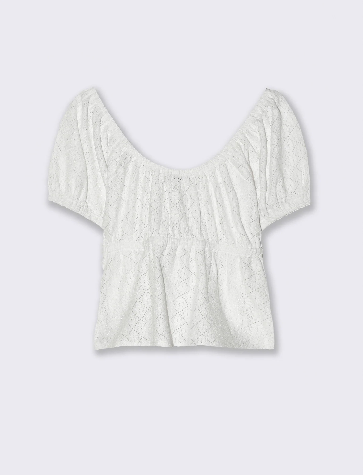 T-shirt con manica a sbuffo da donna - Bianco - Image 5
