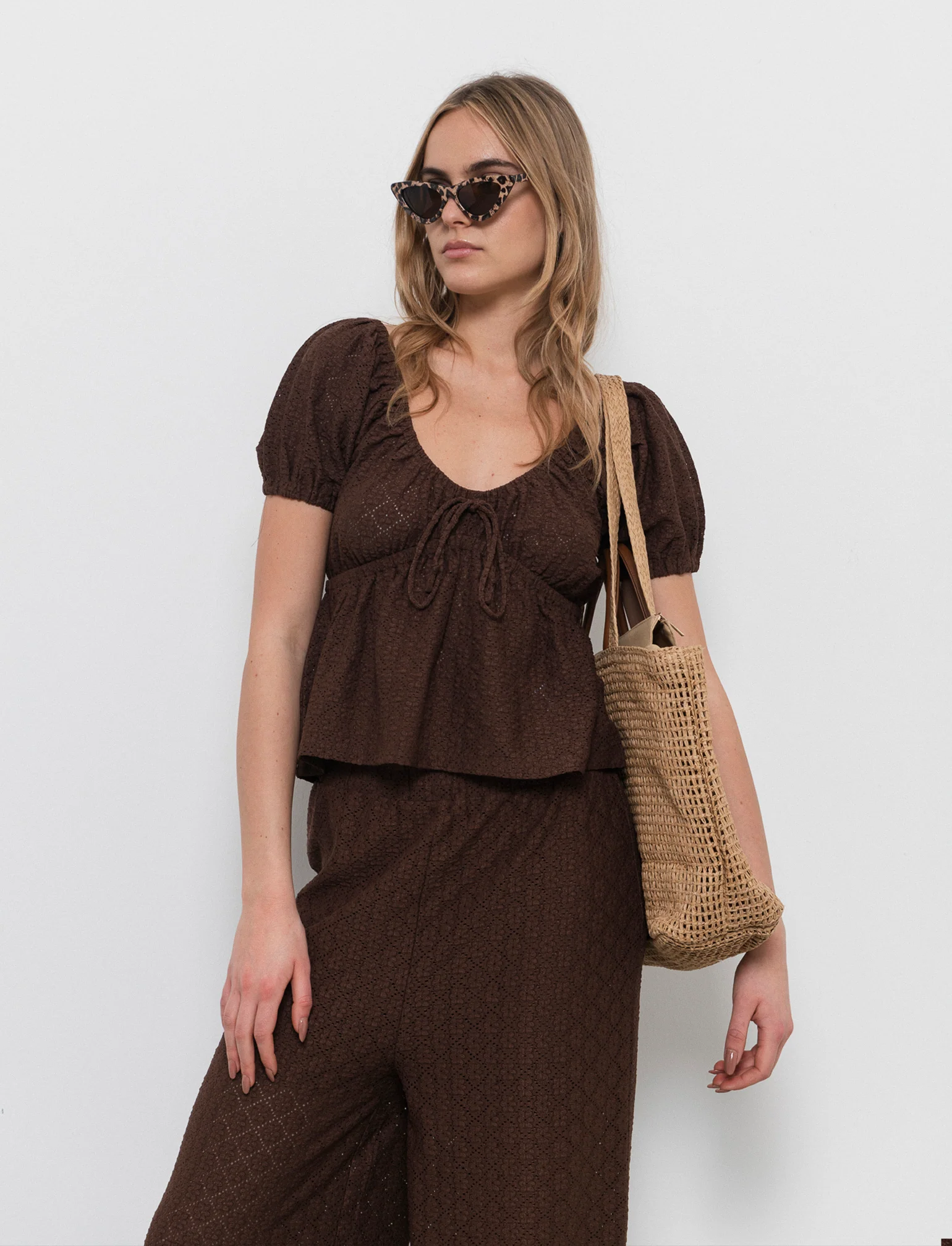 T-shirt con manica a sbuffo da donna - Caffe' - Image 2