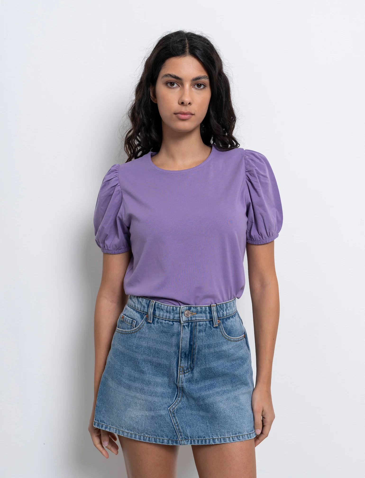 T-shirt con manica a sbuffo da donna - Lilla pervinca - Image 2