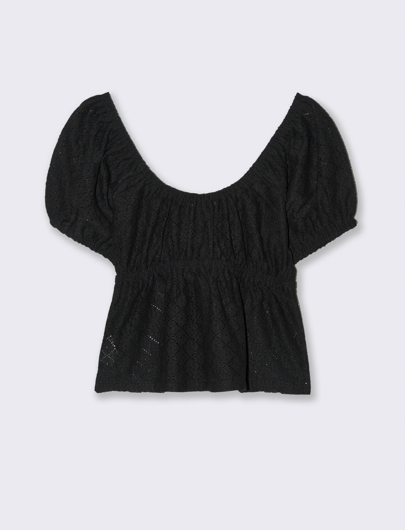 T-shirt con manica a sbuffo da donna - Nero - Image 2