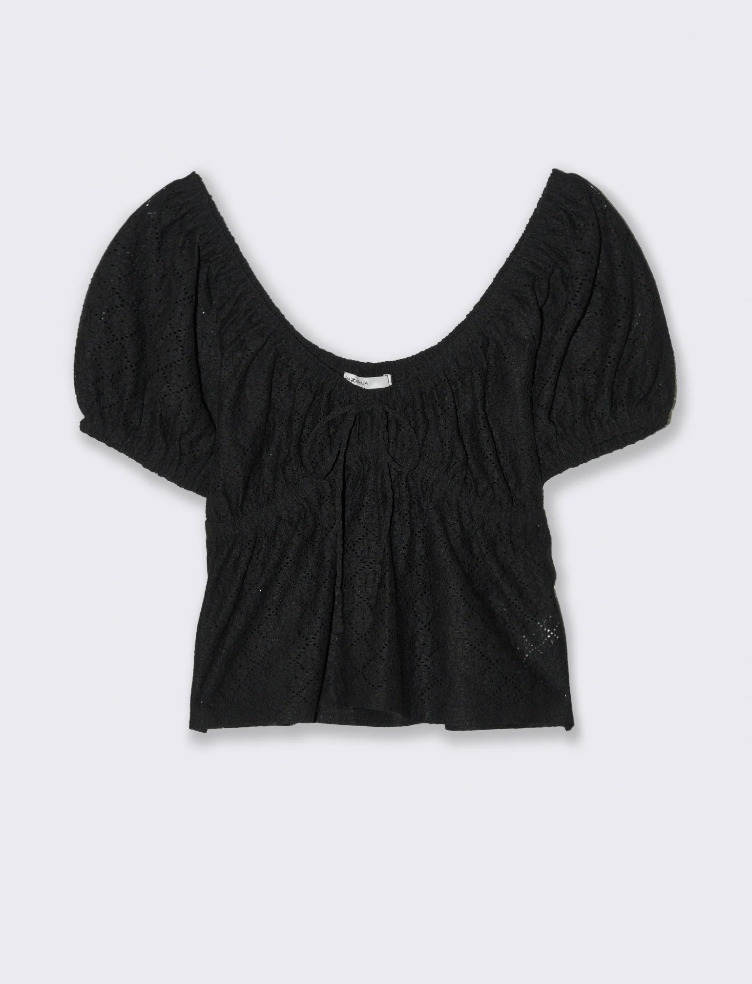 T-shirt con manica a sbuffo da donna - Nero - Image 4