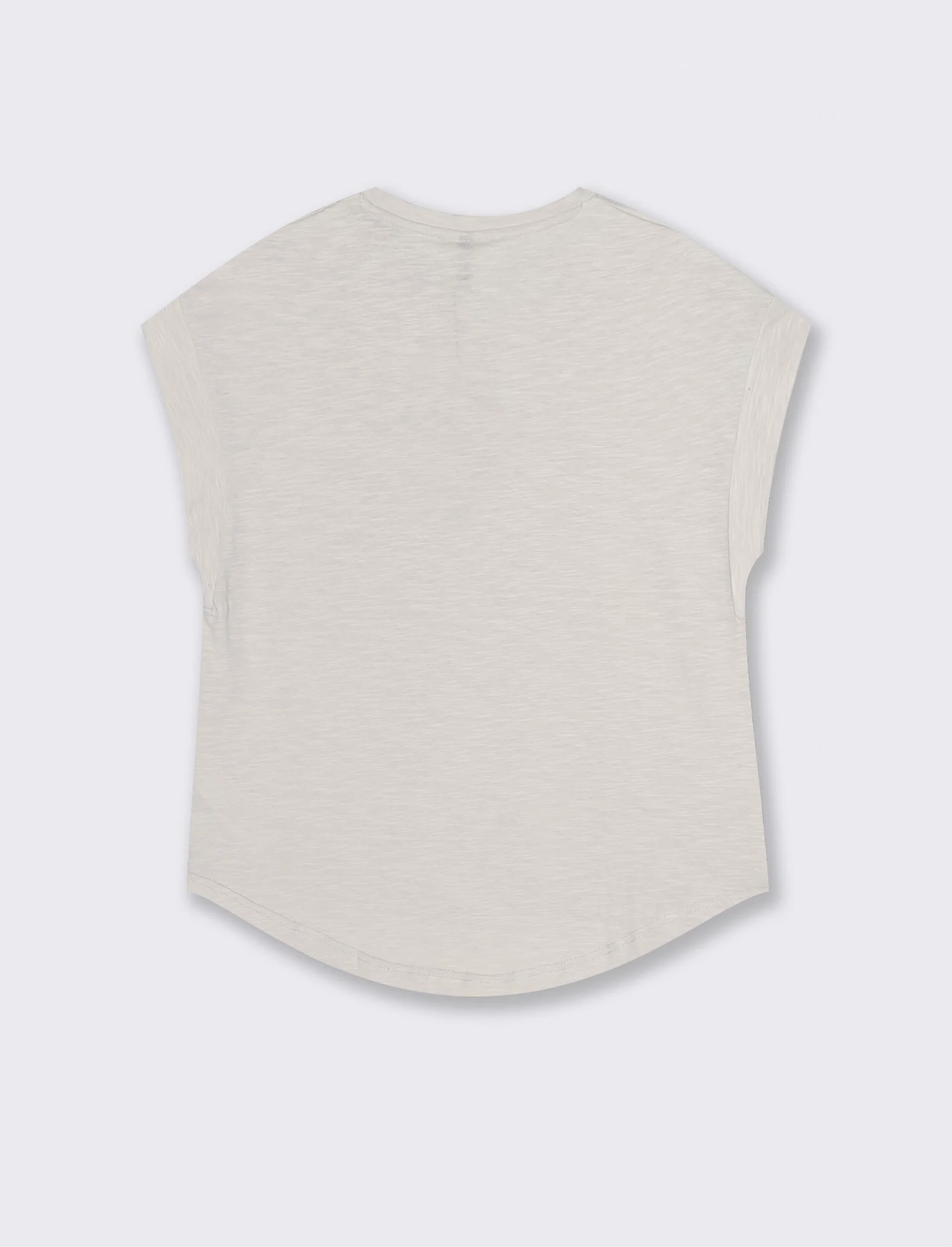 T-SHIRT CON MANICA AD ALETTA - Bianco gesso - Image 2