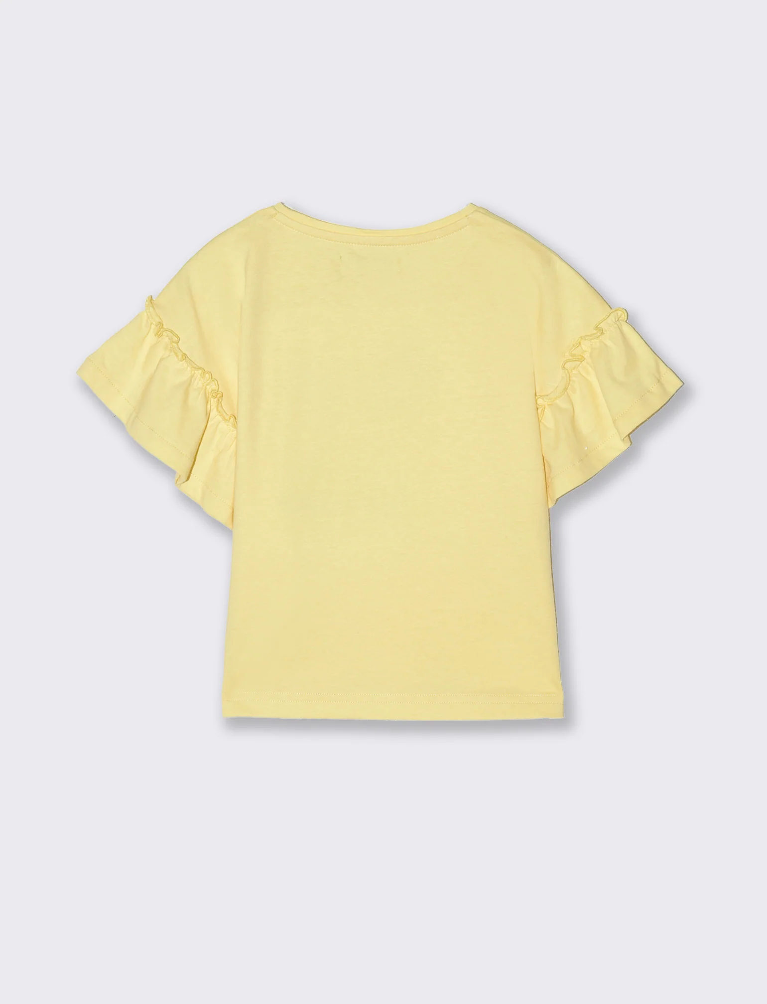T-shirt con maniche a balze da bambina - Giallo - Image 4