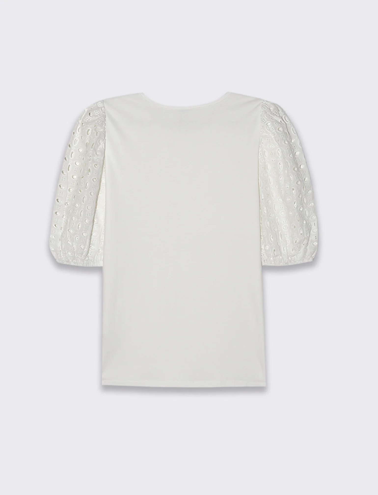 T-shirt con maniche in pizzo da donna - Bianco