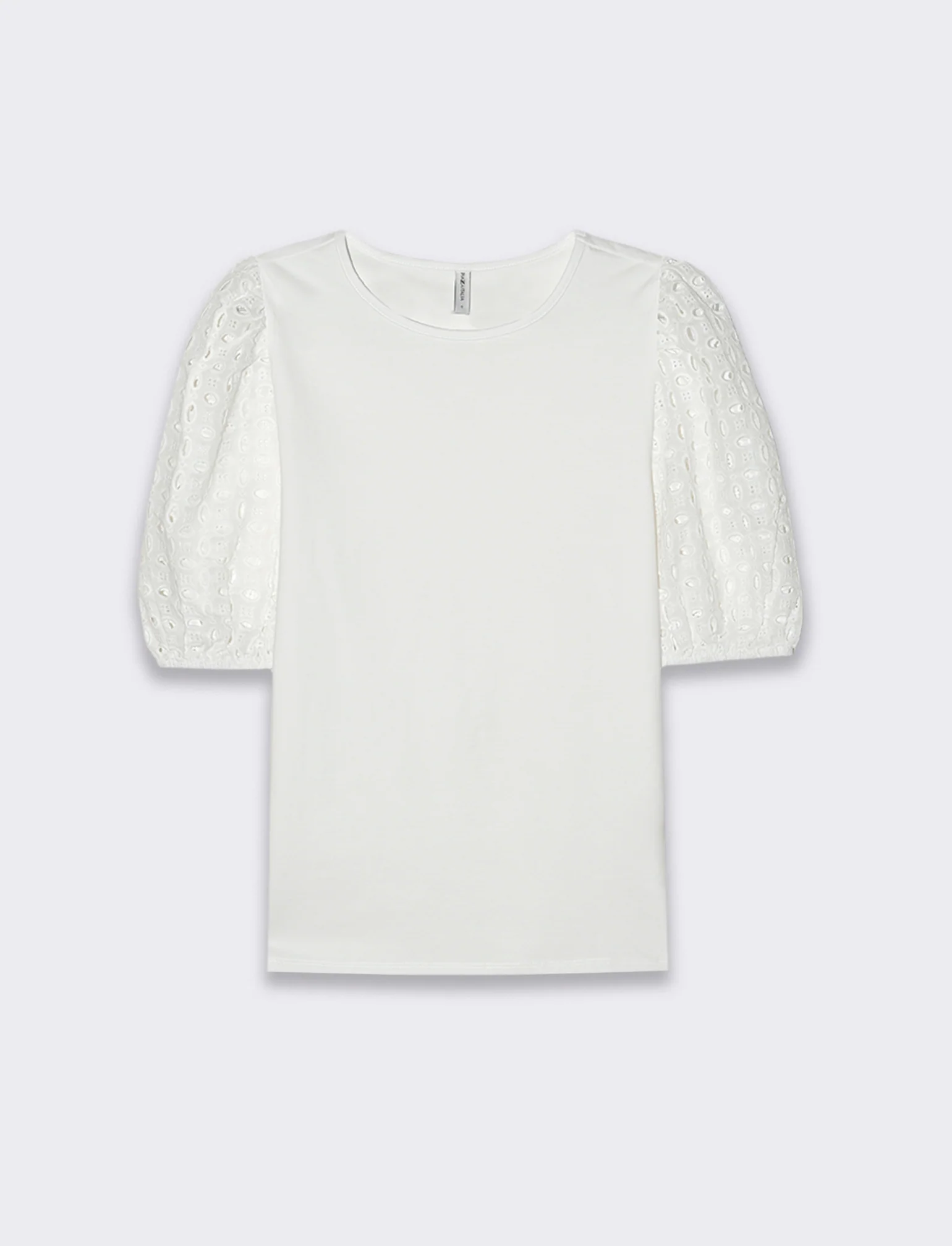T-shirt con maniche in pizzo da donna - Bianco - Image 4