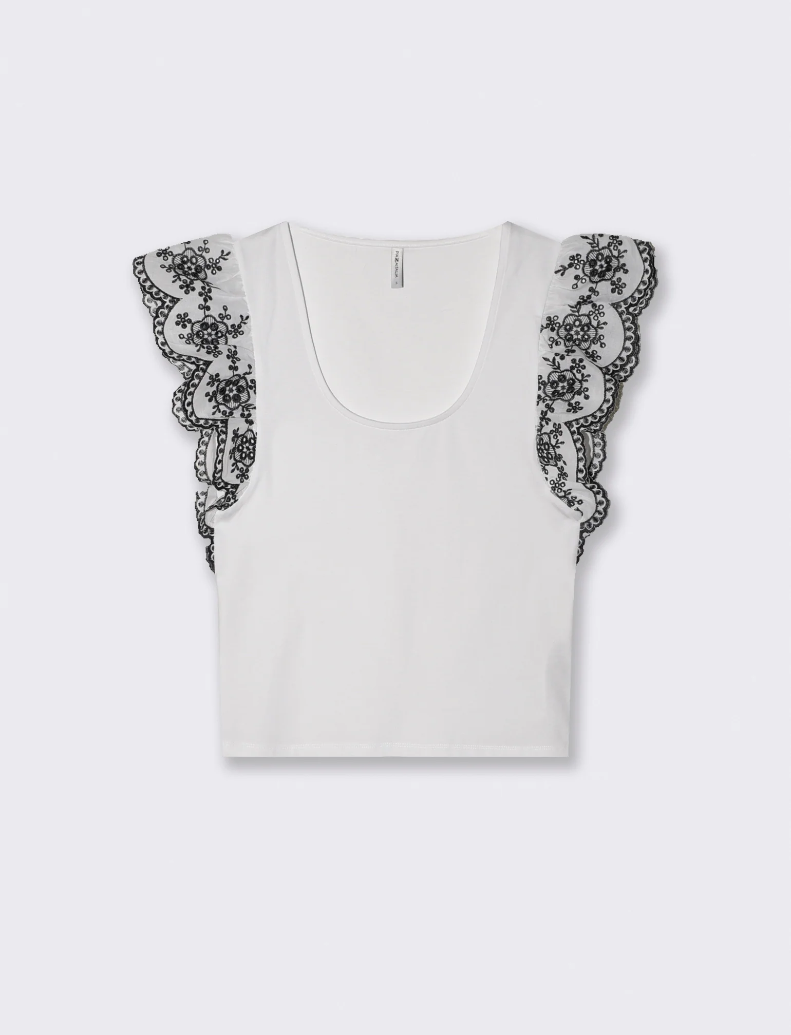 T-shirt con maniche in pizzo sangallo - Bianco