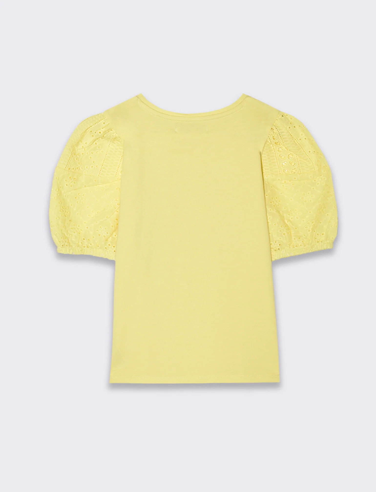T-shirt con maniche in sangallo da bambina - Giallo - Image 4