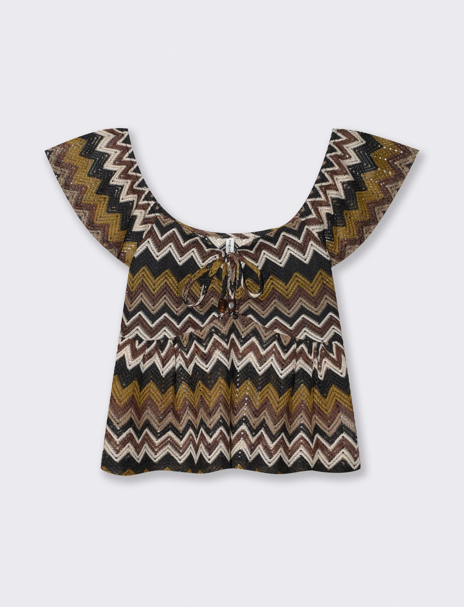 T-shirt con nodo e maniche a volant - var 1
