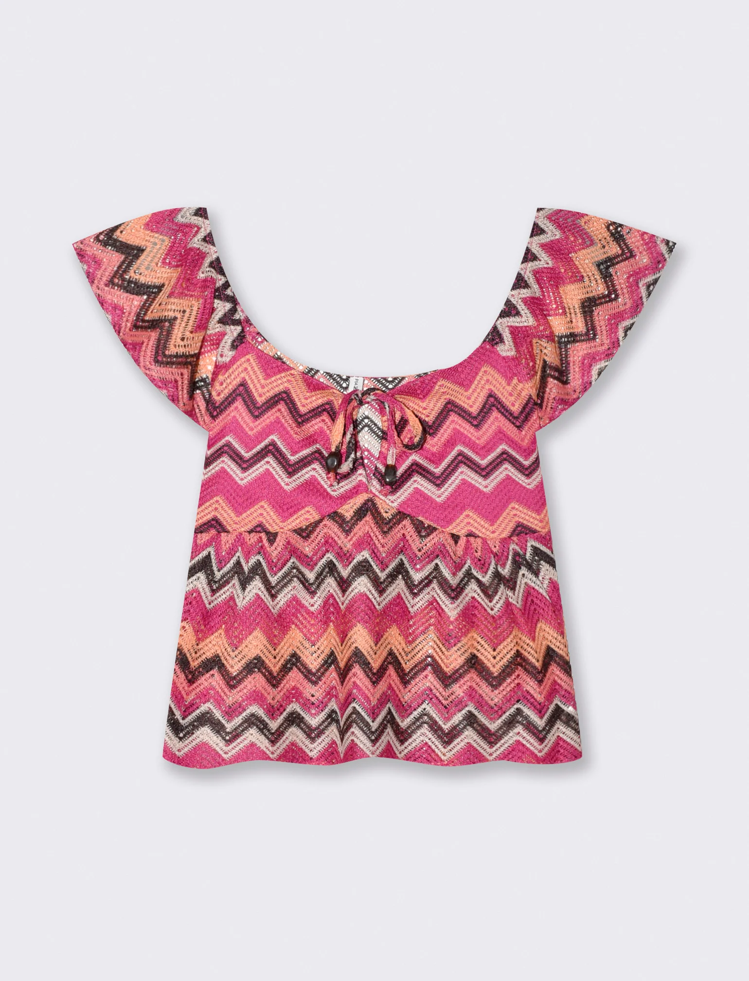 T-shirt con nodo e maniche a volant - var 2