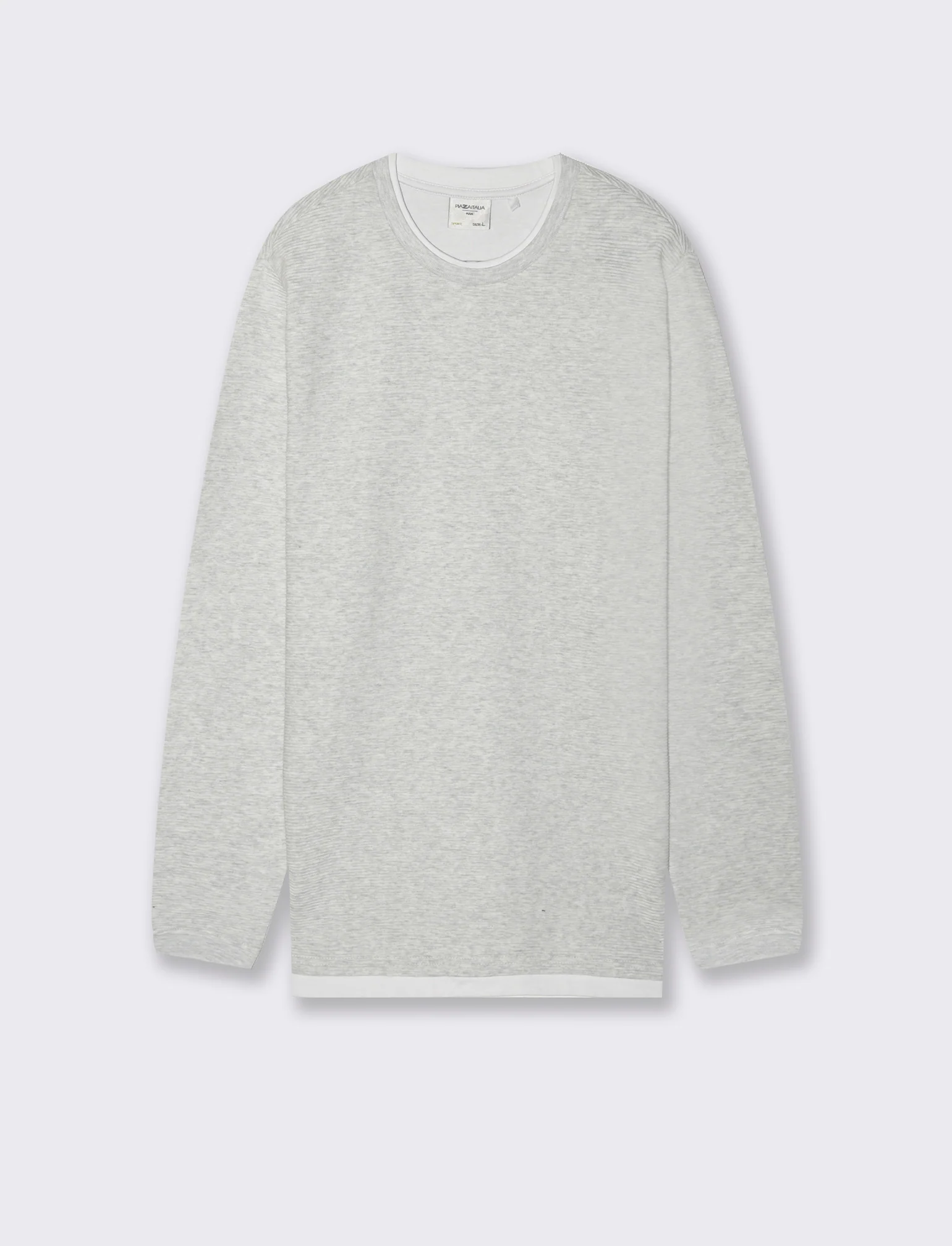 T-SHIRT CON ORLI A CONTRASTO - Grigio mel. - Image 2