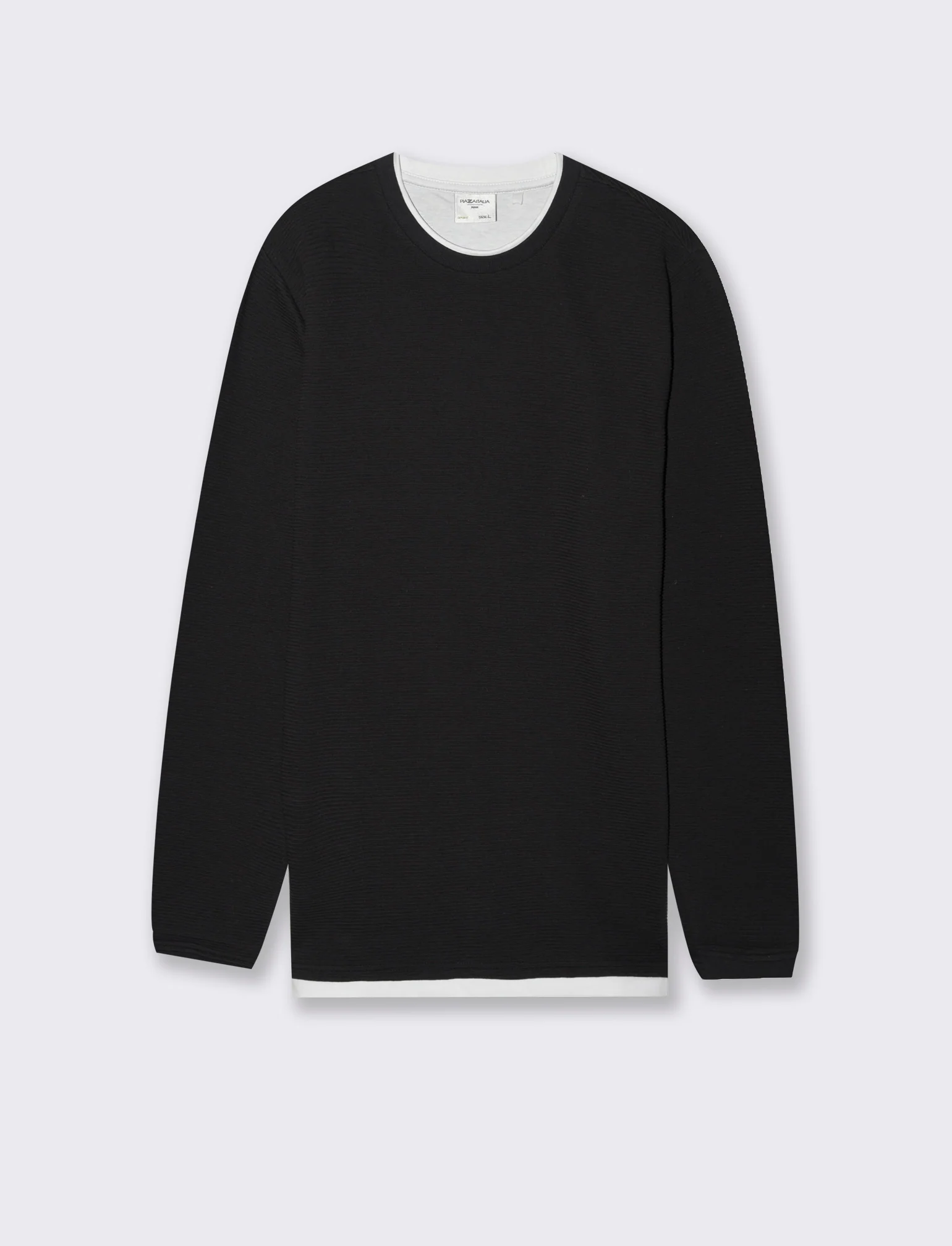 T-SHIRT CON ORLI A CONTRASTO - Nero - Image 2
