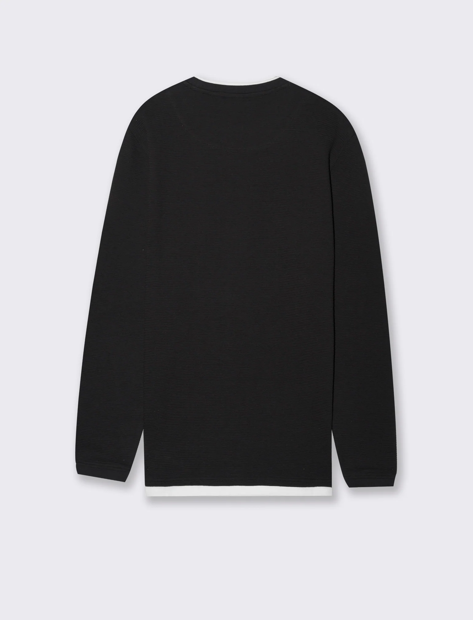 T-SHIRT CON ORLI A CONTRASTO - Nero - Image 3