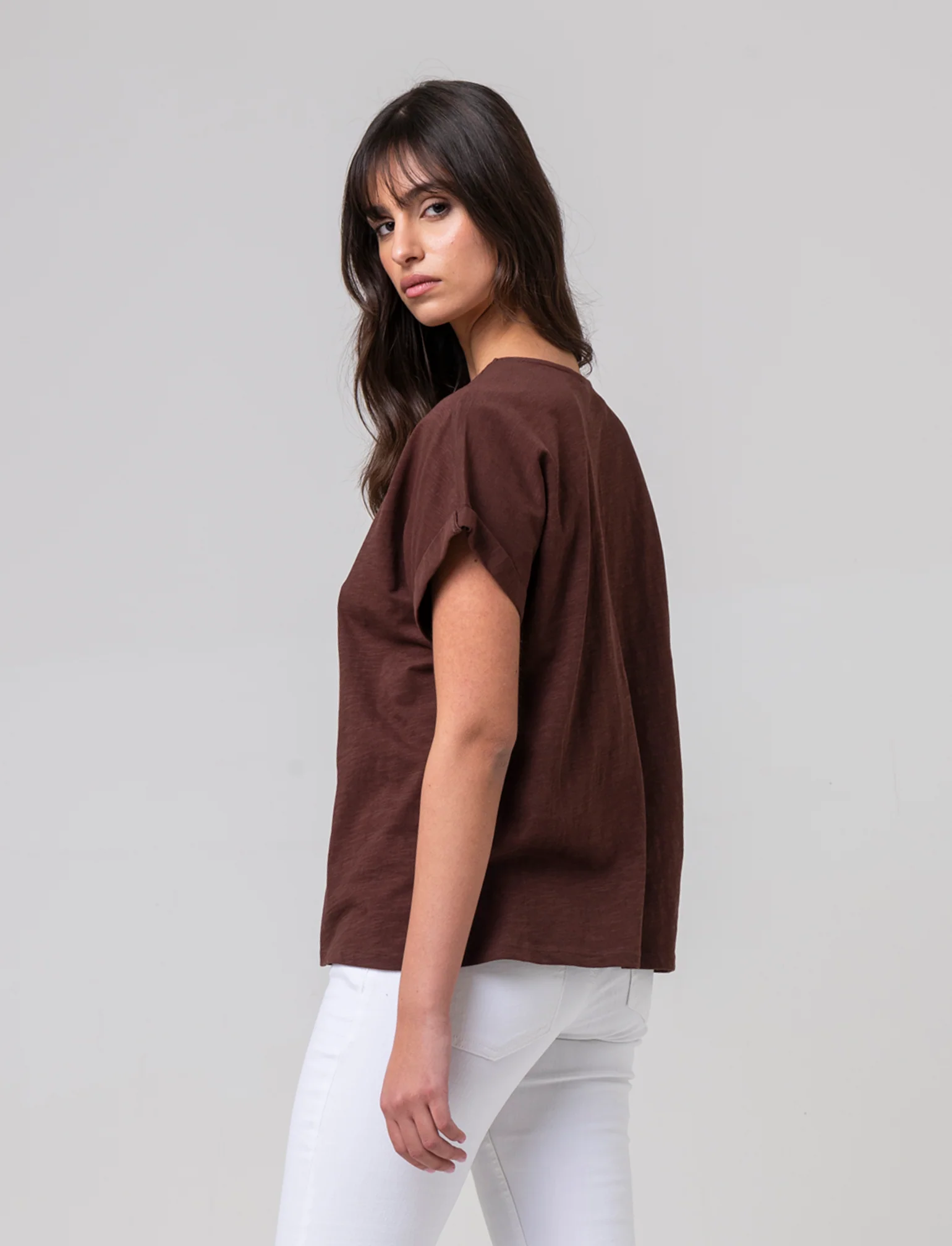 T-shirt con passamaneria da donna - Caffe' - Image 2