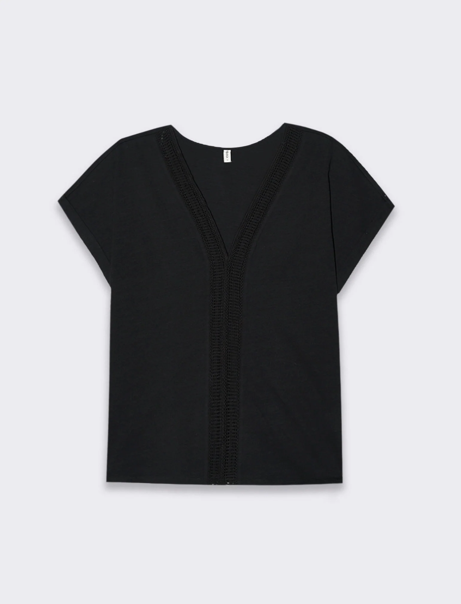 T-shirt con passamaneria da donna - Nero