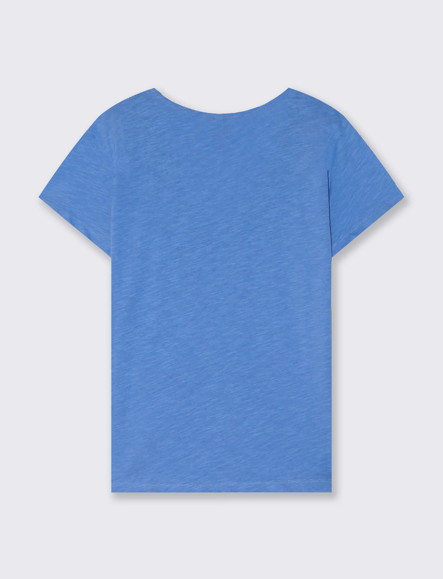 T-Shirt con Passamaneria Scollo V - Azzurro - Image 2