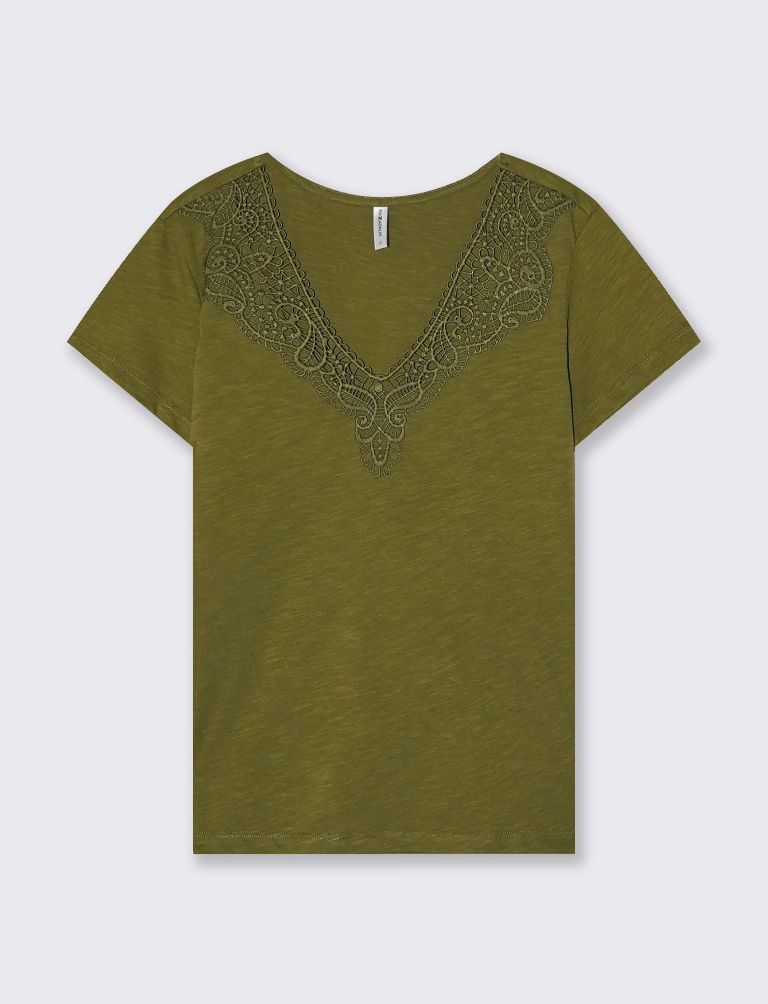 T-Shirt con Passamaneria Scollo V - Verde abete