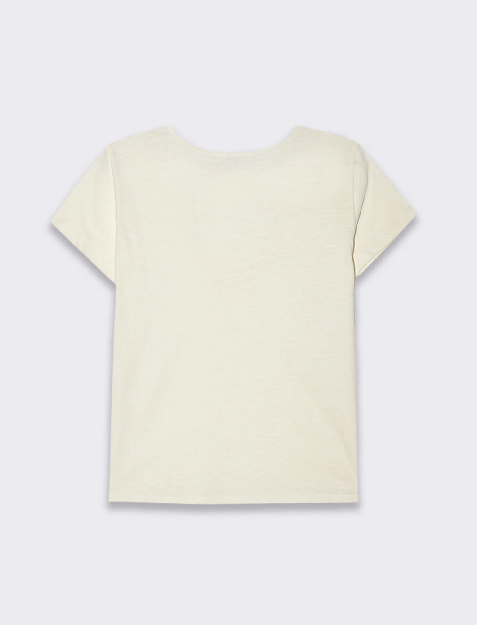 T-shirt con passamaneria sullo scollo da donna - Avorio - Image 4