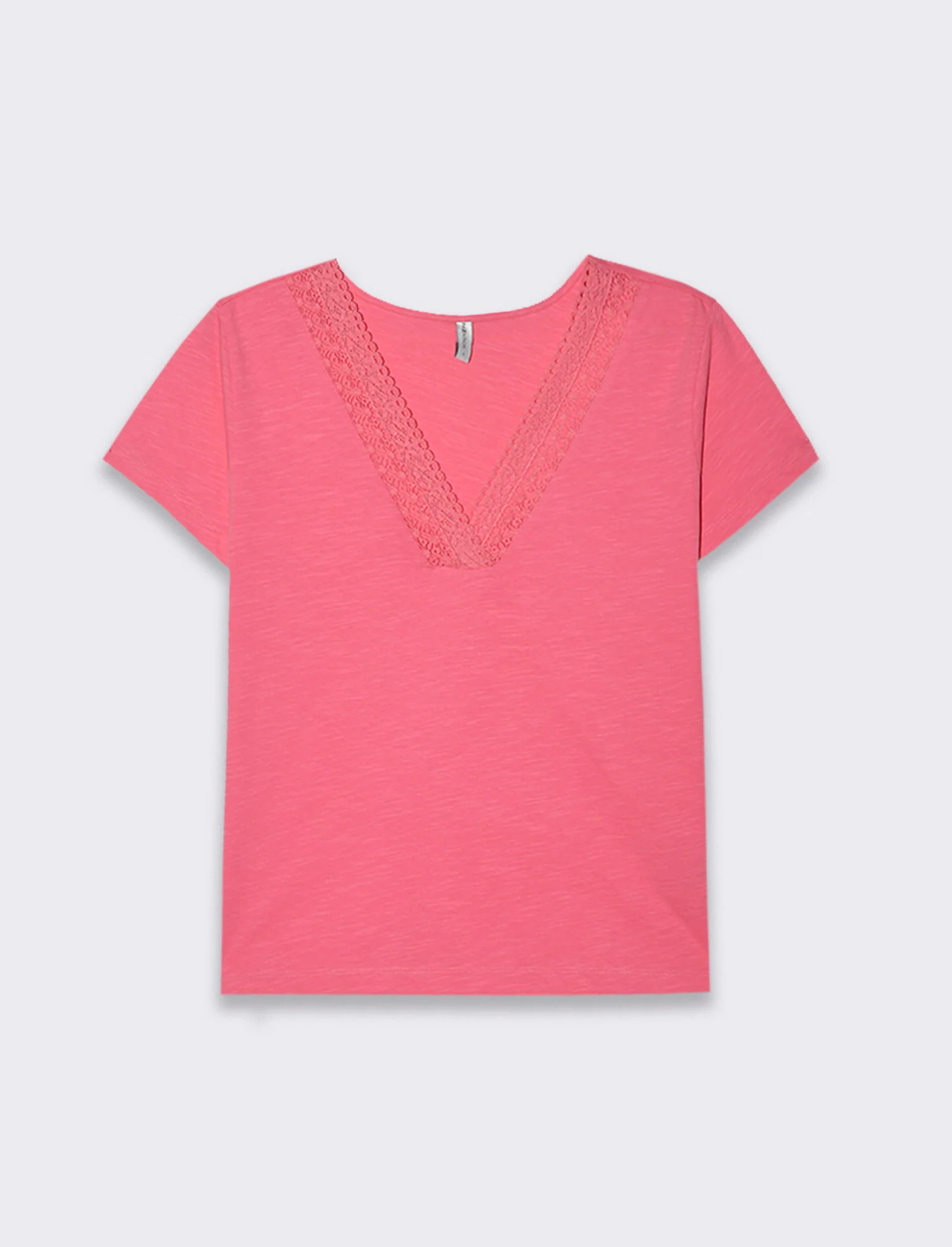 T-shirt con passamaneria sullo scollo da donna - Geranio - Image 2