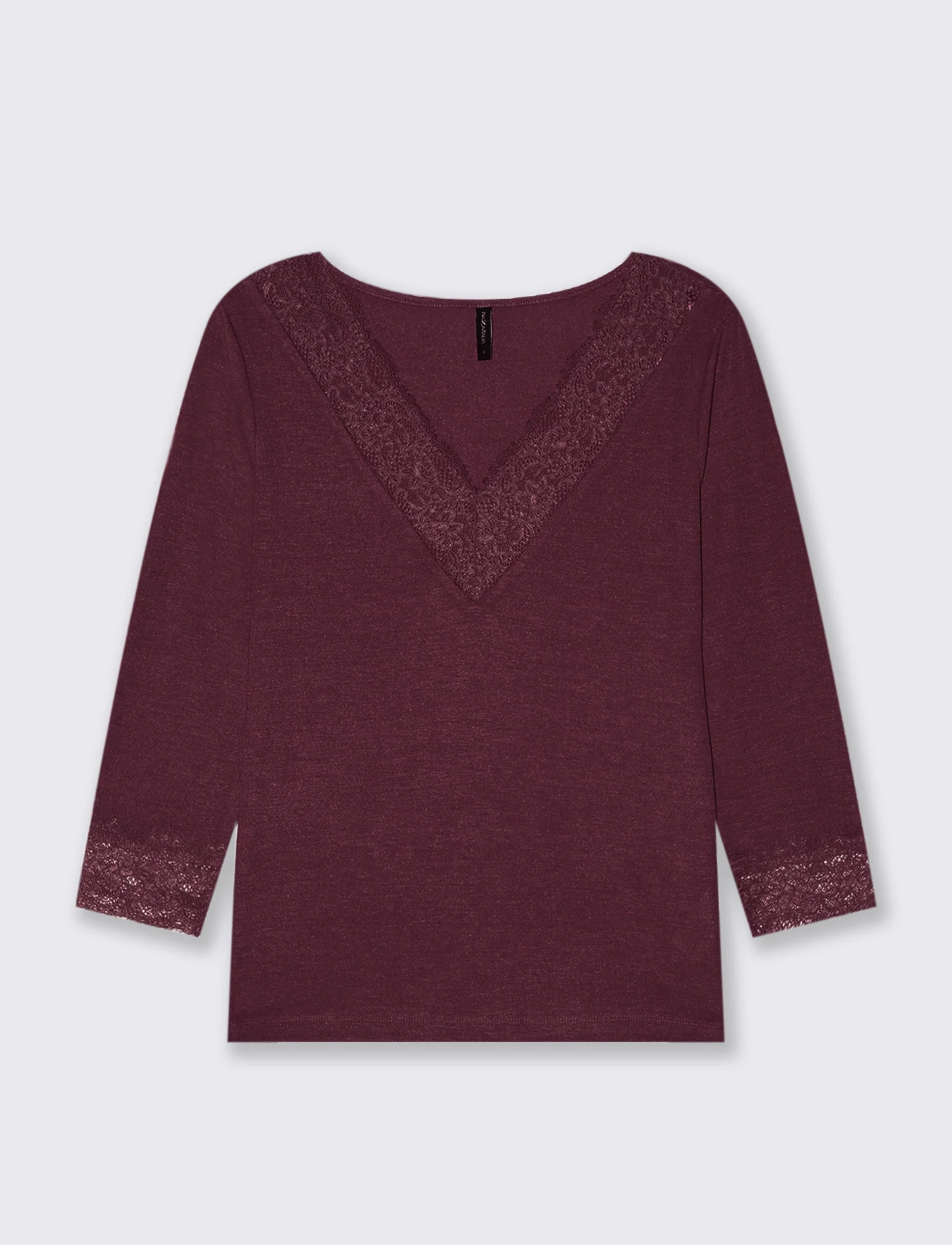 T-SHIRT CON PIZZO - Bordeaux