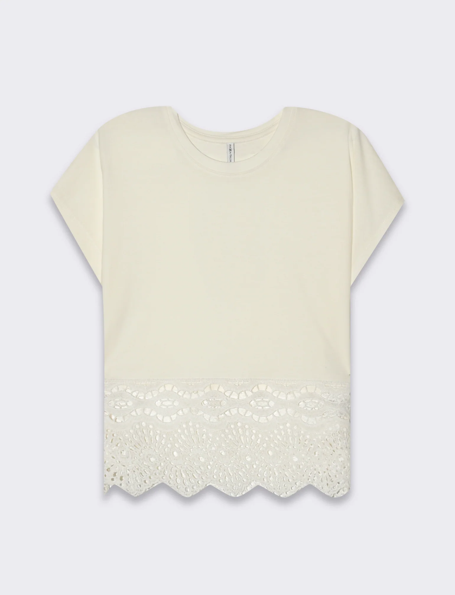 T-shirt con pizzo da donna - Avorio - Image 4
