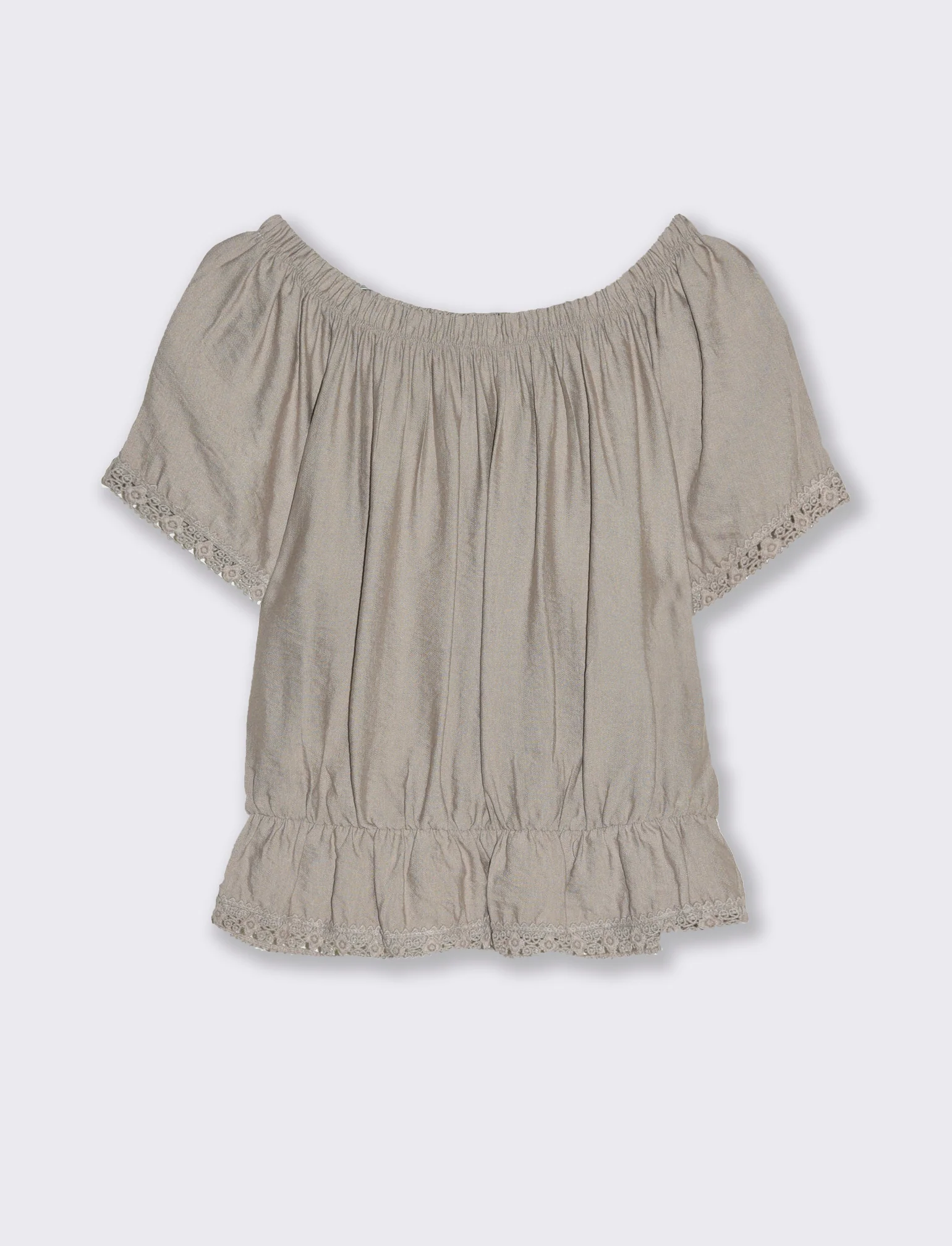 T-shirt con pizzo da donna - Beige