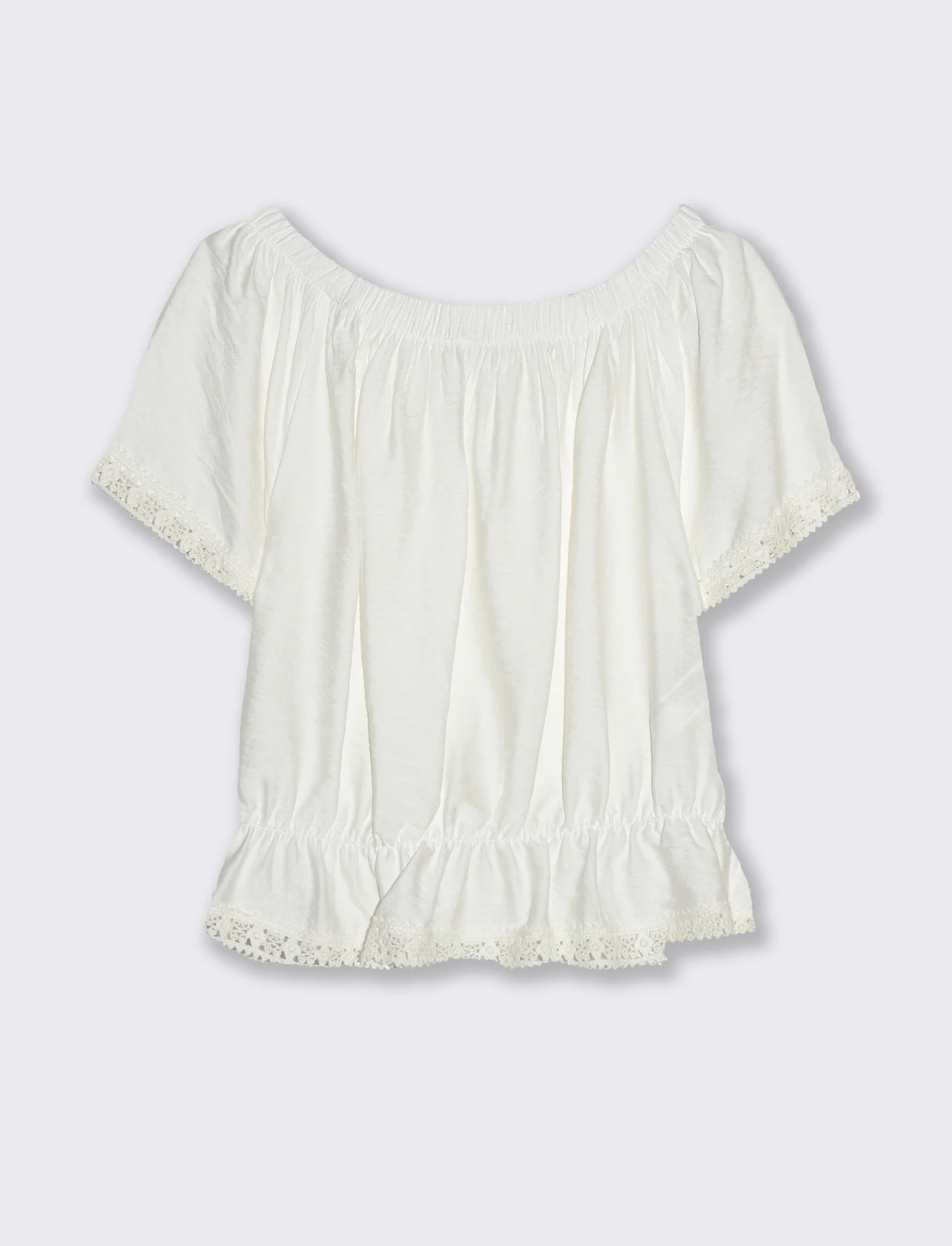 T-shirt con pizzo da donna - Bianco latte