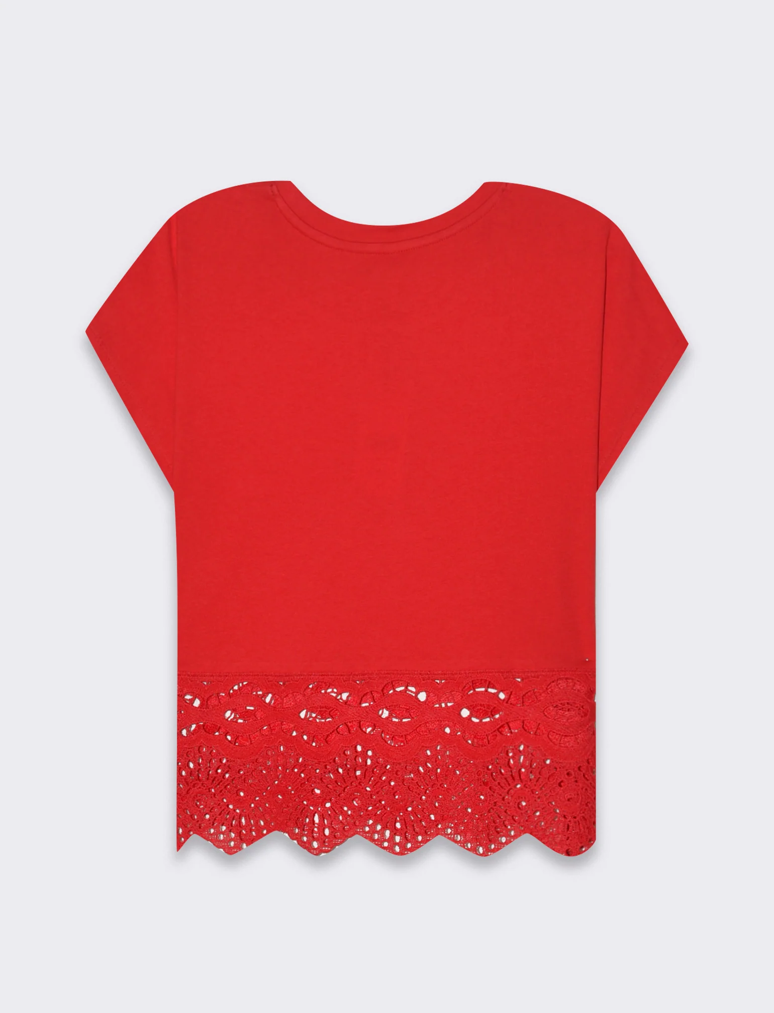 T-shirt con pizzo da donna - Rosso scarlatto - Image 2